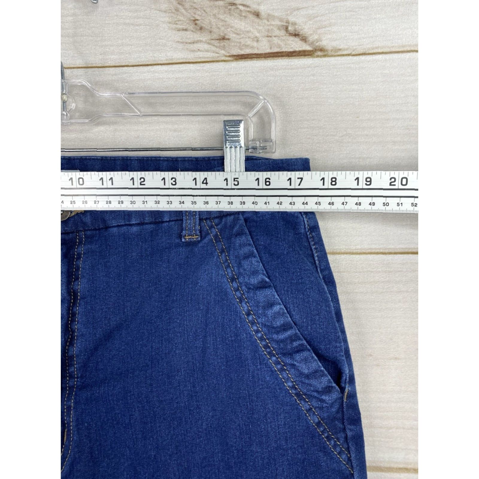 Vintage Sofia Vergara Jeans Trouser Flare 18 High Rise Dark Denim 32" Inseam Regular Plus Size Women Pants Stitch Pockets 5-Pocket Style Nautical Sailor Theme Size 40" / US 18 - 7 Thumbnail