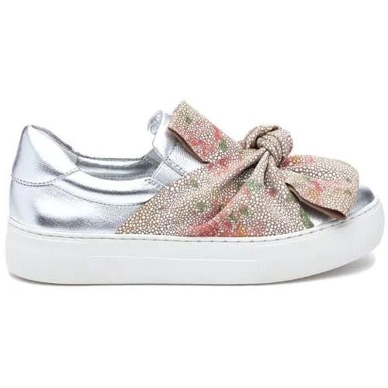 J/Slides J SLIDES Women's Silver Leather Sneakers Loafer | Size 10 Size US 10 / IT 40 - 1 Thumbnail