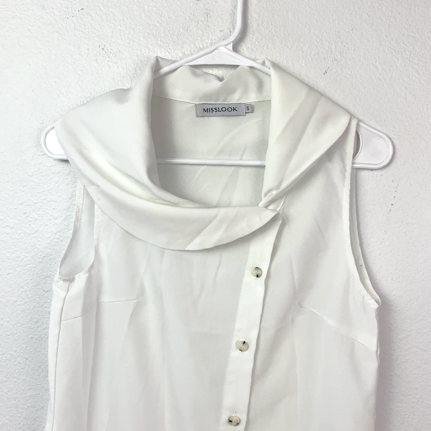Vintage MISSLOOK Women's Dress Sleeveless Maxi Button Front Cowl Neck Size S White Size S / US 4 / IT 40 - 2 Thumbnail