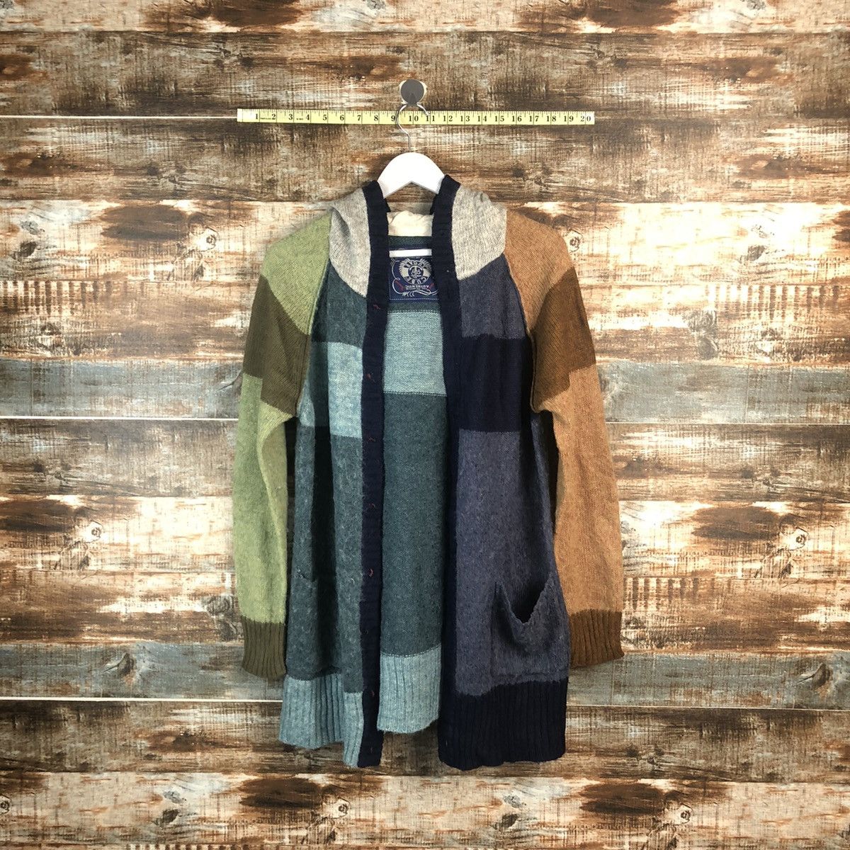 Homespun Knitwear × Japanese Brand Cube Sugar Multicolor patchwork Cardigan Knitwear #A2277 Size US M / EU 48-50 / 2 - 1 Thumbnail