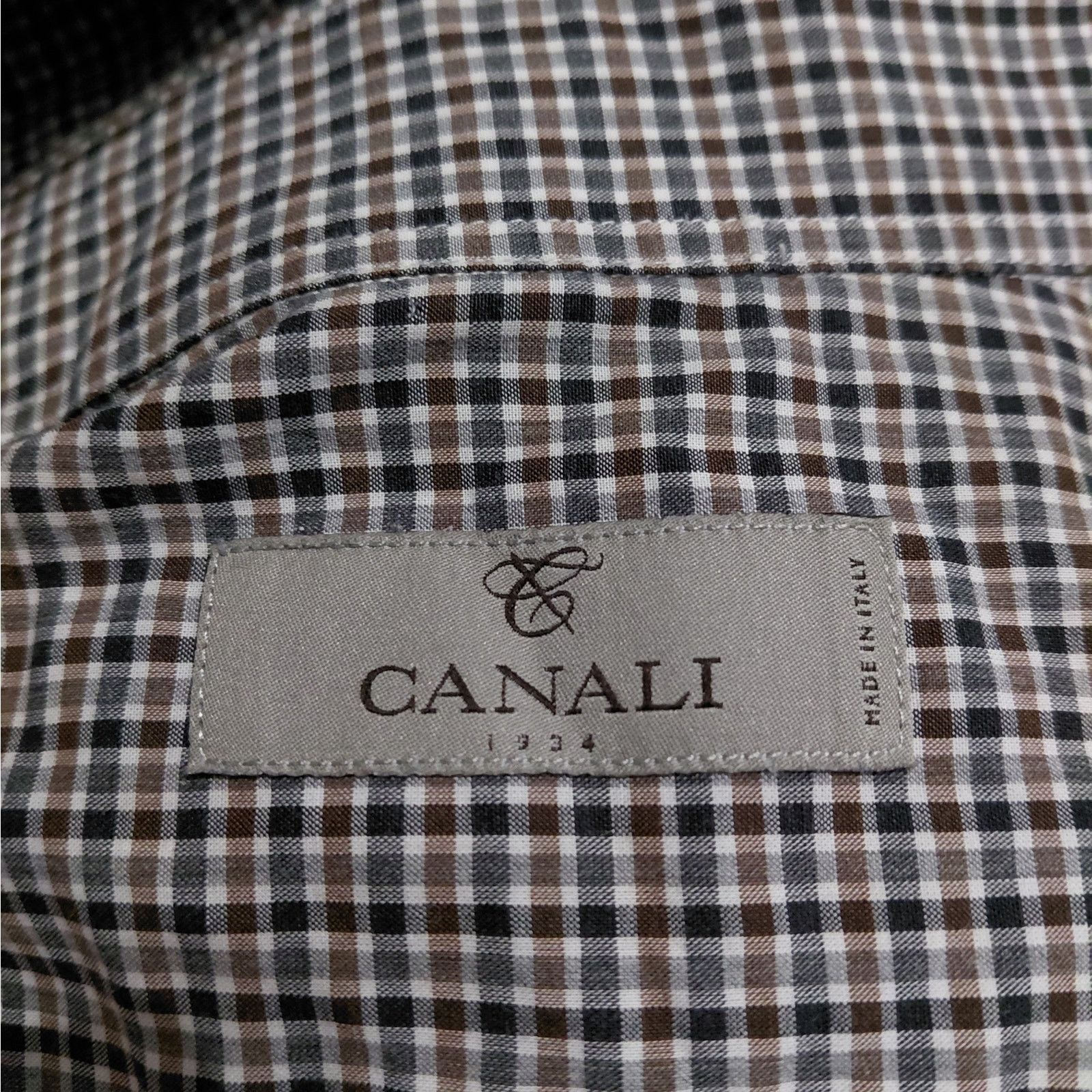 Canali Canali Mens Shirt XXL Check Print Button Front Long Sleeve Size US XXL / EU 58 / 5 - 6 Thumbnail