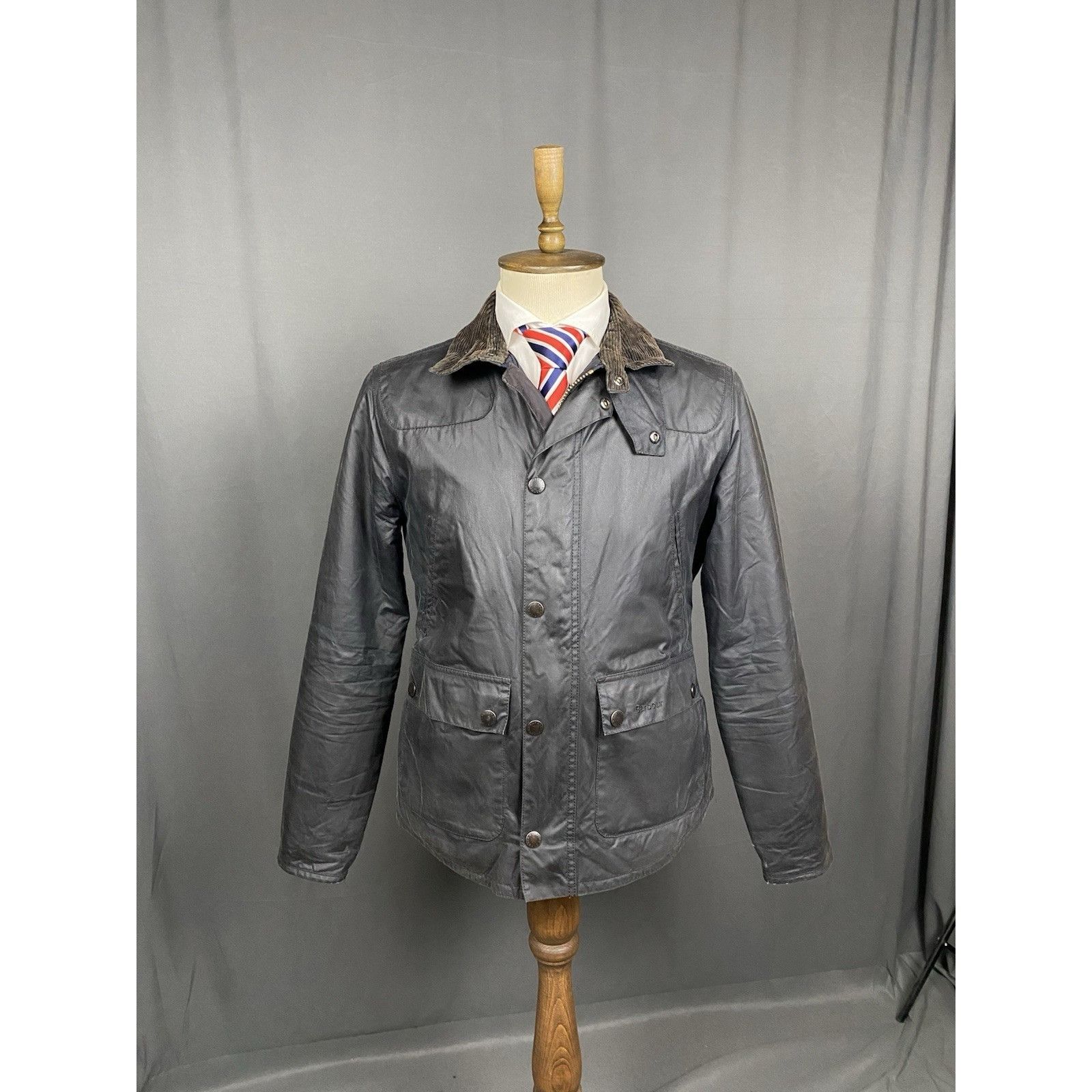 Barbour Barbour Reelin Men's Blue Multipocket Motorcycle Waxed Jacke Size US M / EU 48-50 / 2 - 2 Thumbnail