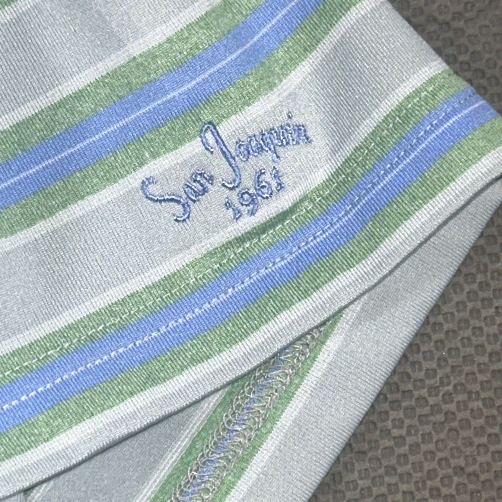 Vintage Straight Down Polo Shirt Mens XL Golf Performance Stretch Green Blue Stripe Shirt Size US XL / EU 56 / 4 - 5 Thumbnail