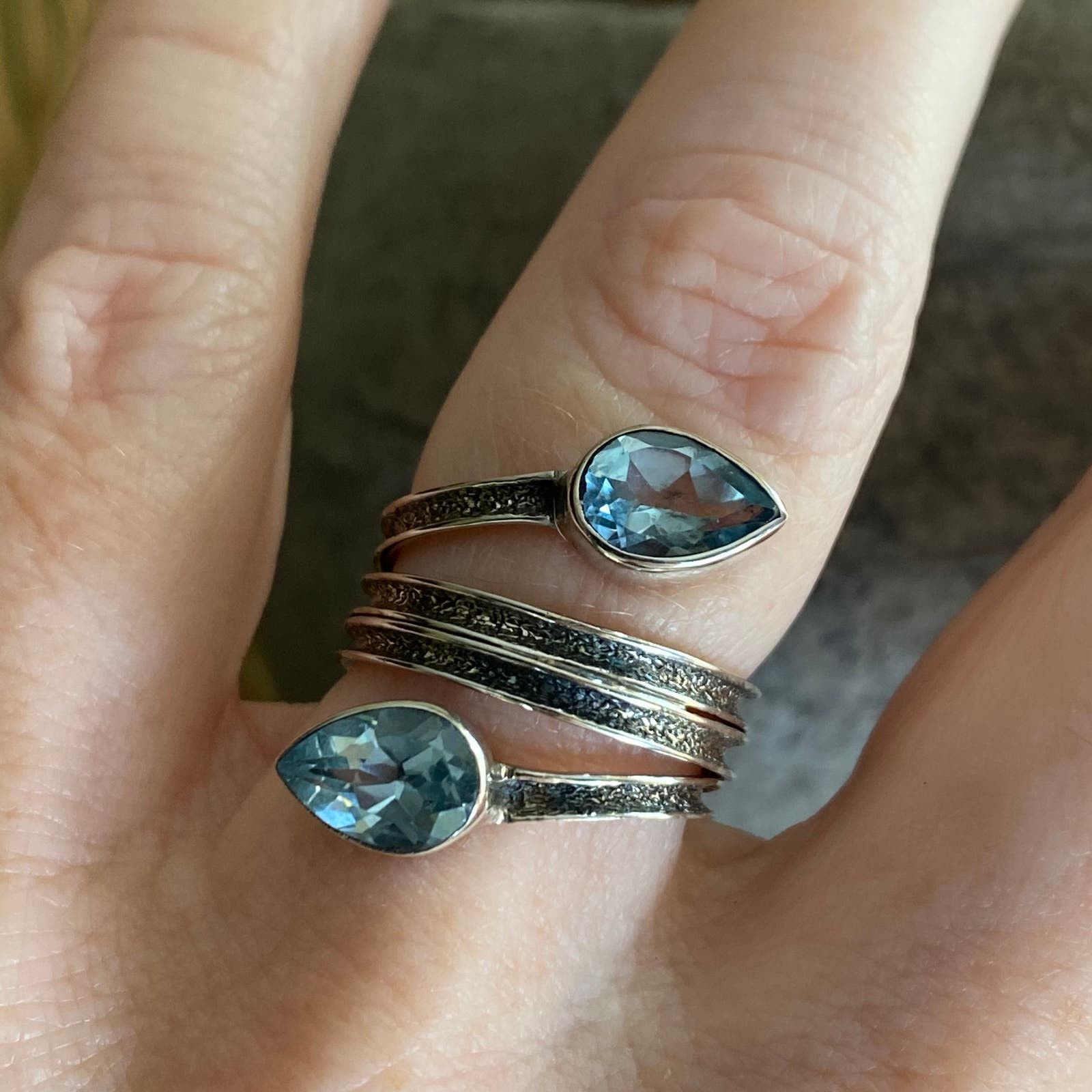 The Unbranded Brand Blue Topaz Sterling Silver Ring Size ONE SIZE - 6 Thumbnail