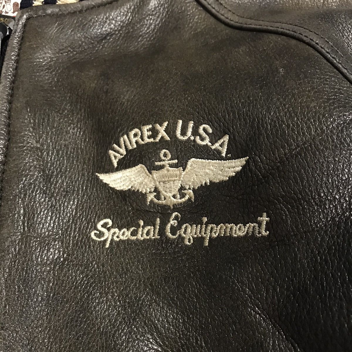 Avirex AVIREX BOMBER LEATHER JACKET BIG LOGO SUN FADED LEATHER Size US XS / EU 42 / 0 - 8 Thumbnail