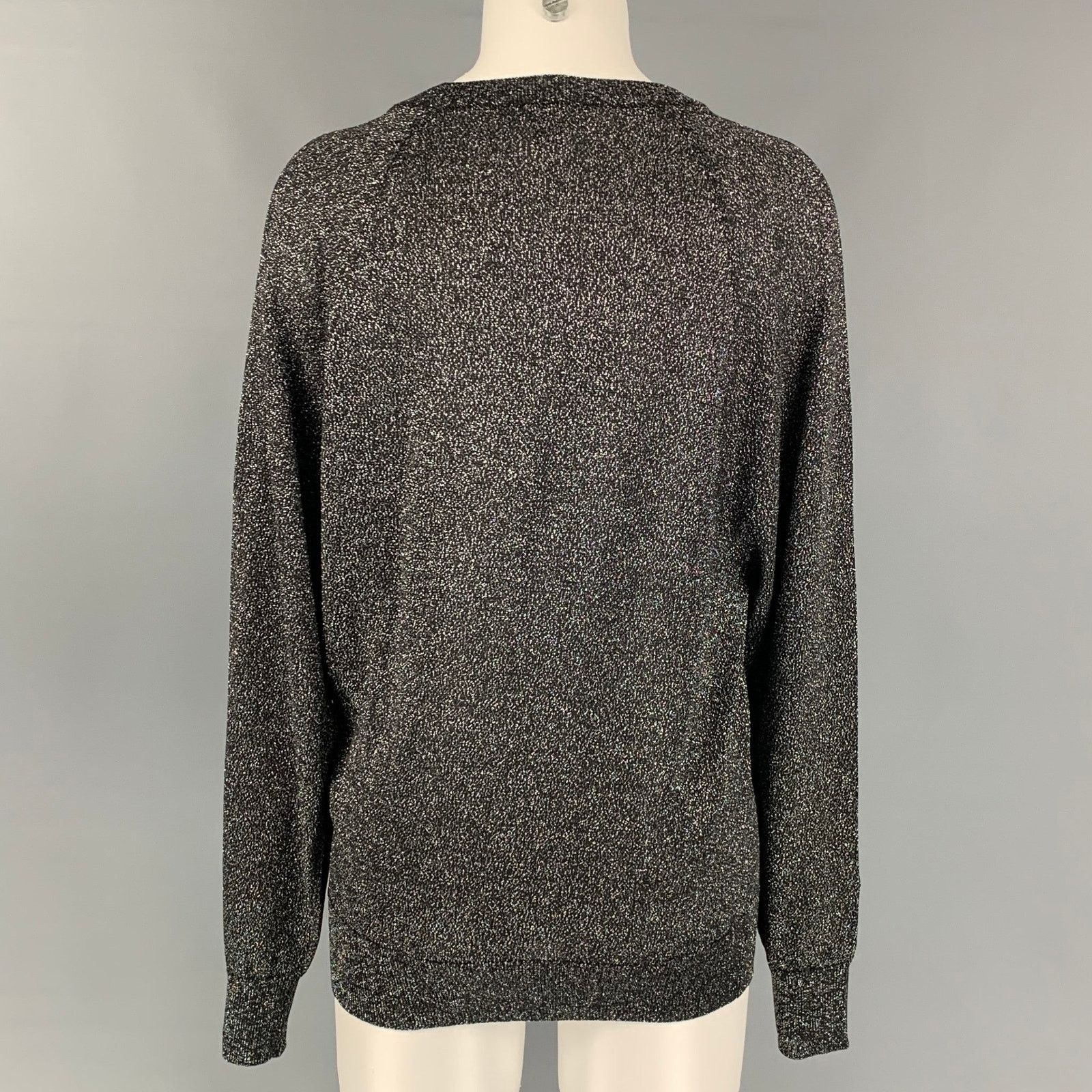 Michael Kors XS Black & Silver Metallic Acetate Blend Crew-Neck Pullover Size US XS / EU 42 / 0 - 4 Thumbnail