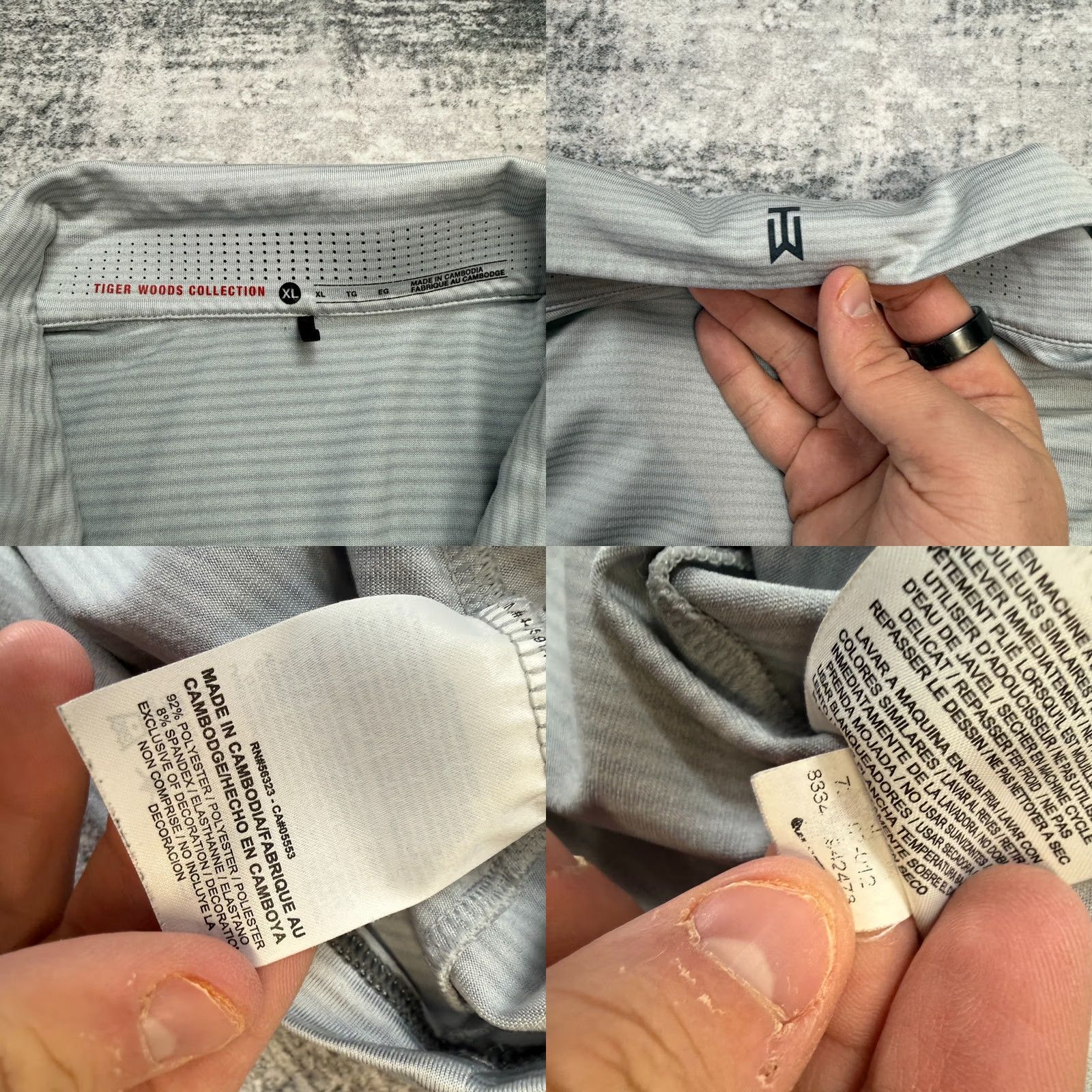 Nike Nike Tiger Woods Golf Polo Shirt Mens XL Gray Striped Snap Collar Breathable Size US XL / EU 56 / 4 - 8 Thumbnail