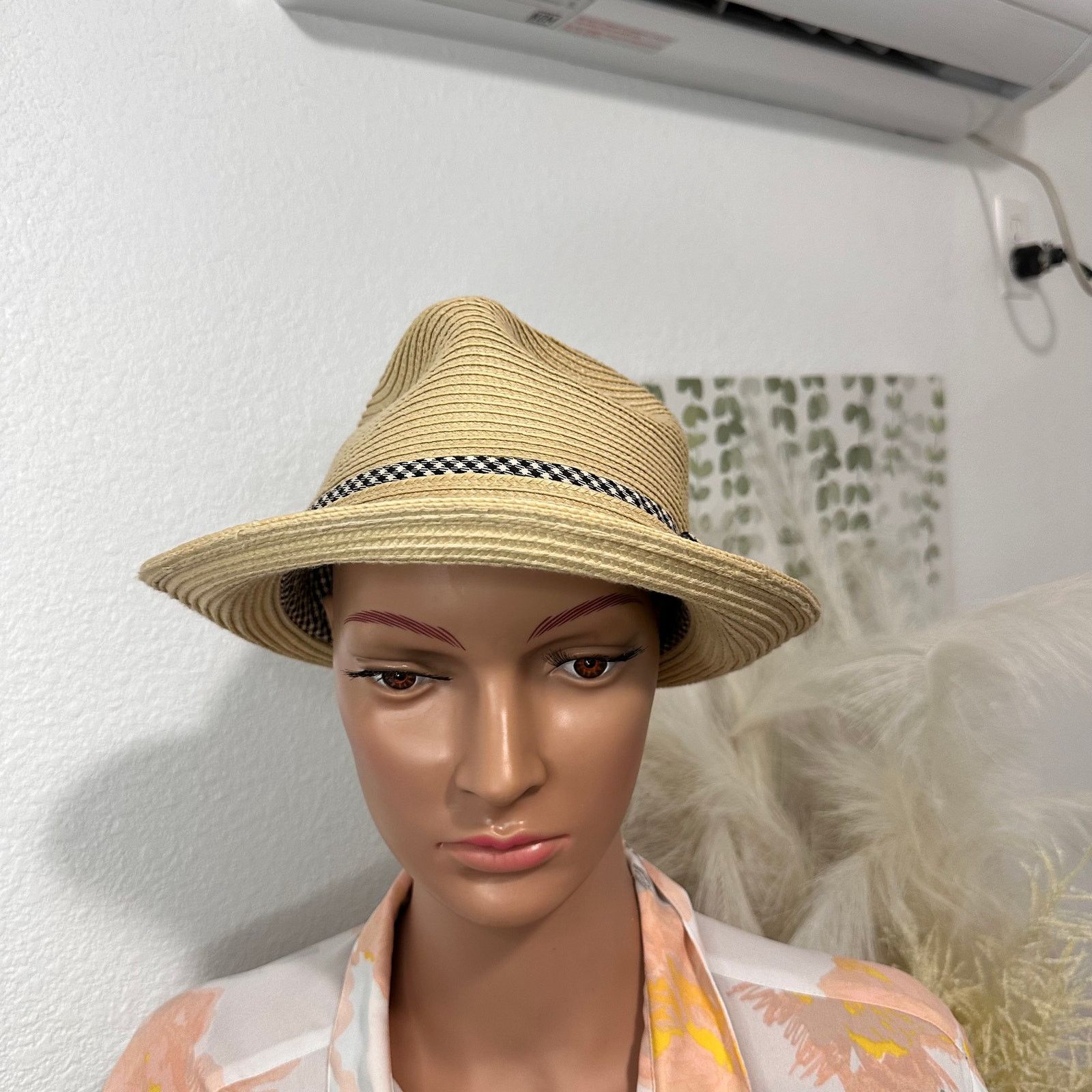 Other JFH Fedora Trilby Woven Poly Hat Plaid Ribbon Size ONE SIZE - 1 Thumbnail