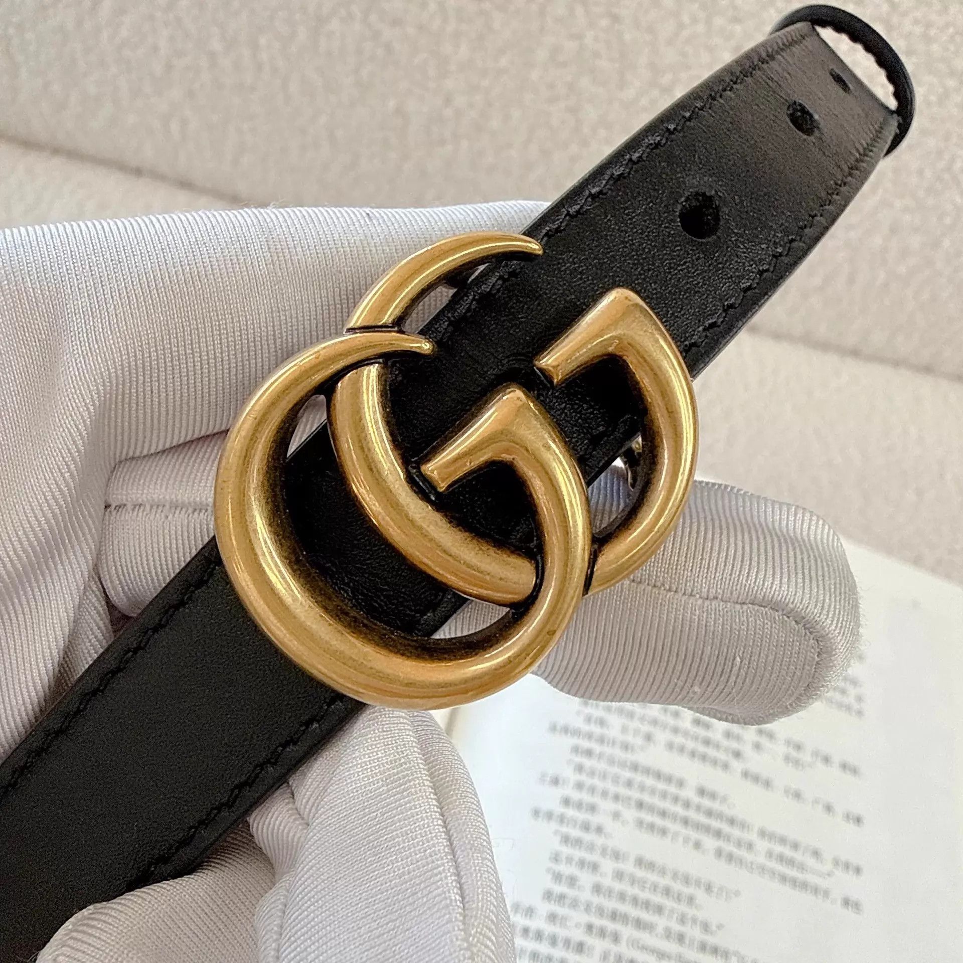 Gucci Gucci Narrow Black Gold Belt 80×32 Size ONE SIZE - 5 Thumbnail