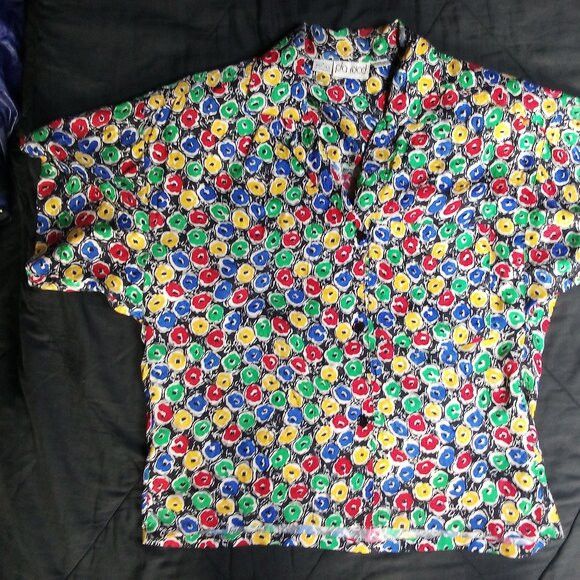 Other Vintage Pia Rucci Abstract Donut Rings Silk Button Shirt Size M / US 6-8 / IT 42-44 - 4 Thumbnail