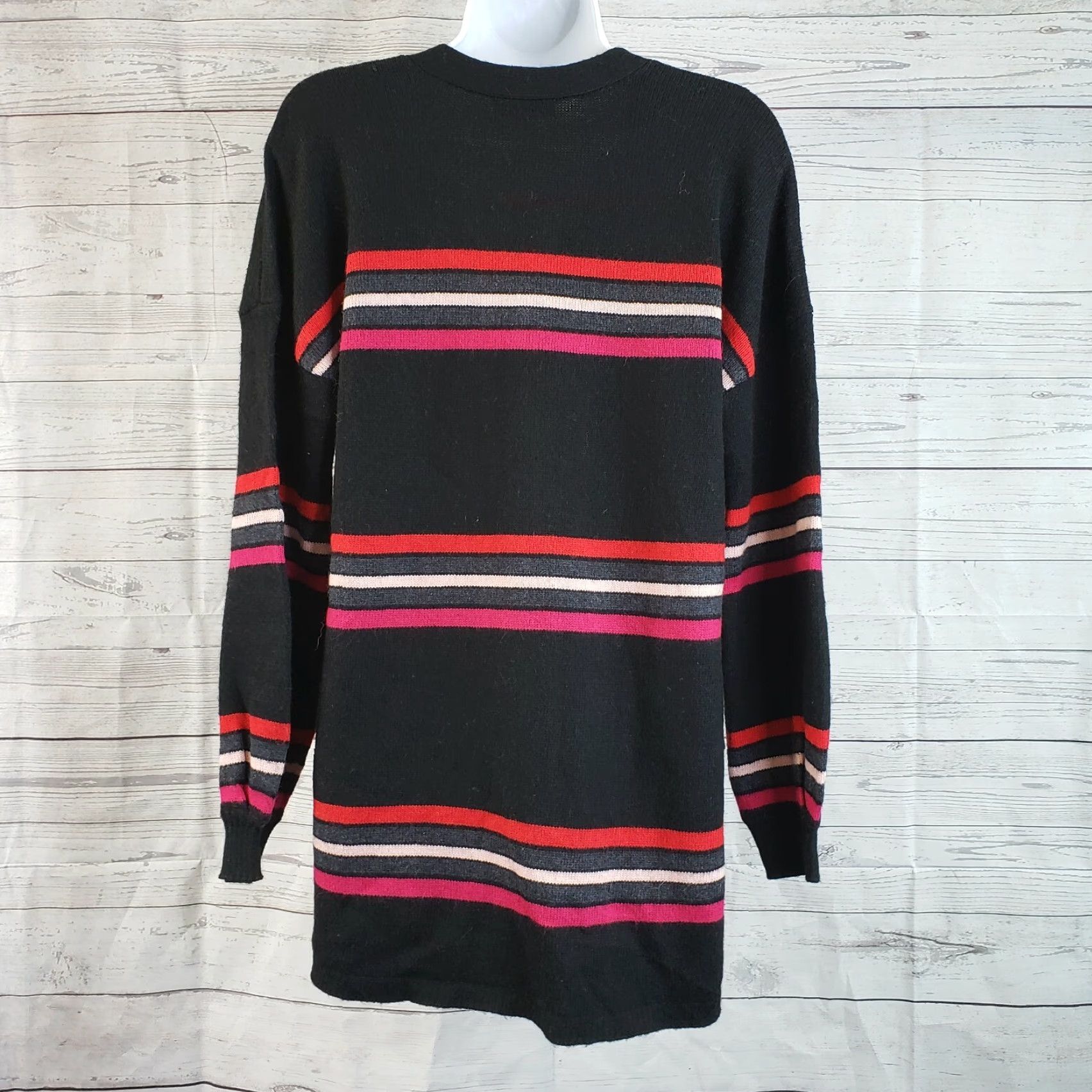 Vintage VINTAGE Democracy Womens Girlfriend Cardigan Sz Medium Black Stripes Cotton Blend Size M / US 6-8 / IT 42-44 - 3 Thumbnail