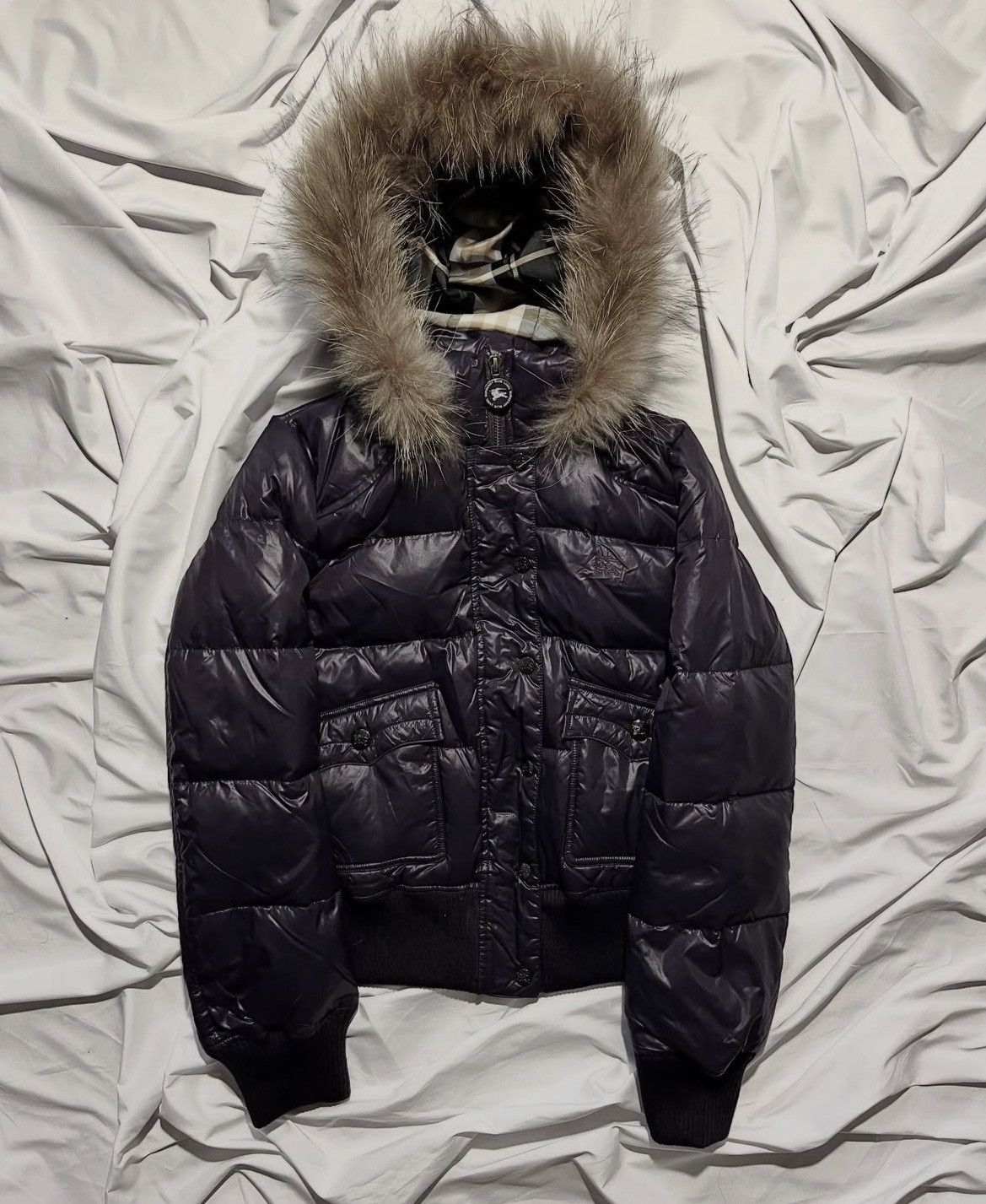 Burberry BURBERRY BLUE LABEL 2000 REAL FUR NOVA CHECK PURPLE PUFFER Size M / US 6-8 / IT 42-44 - 1 Thumbnail