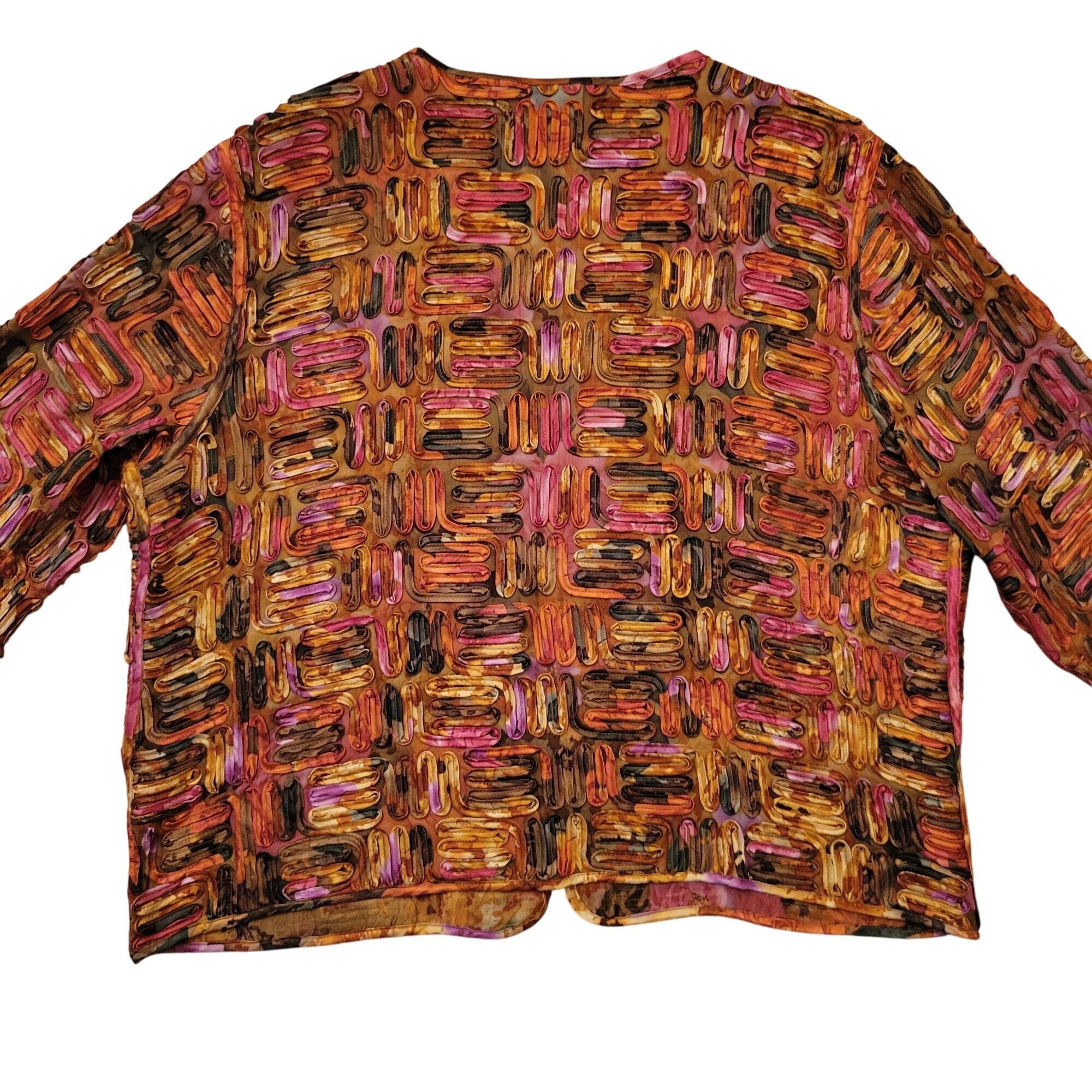 Chicos Chicos 3 Open Front Jacket Multicolor Abstract Ribbon Design Size XL / US 12-14 / IT 48-50 - 2 Thumbnail