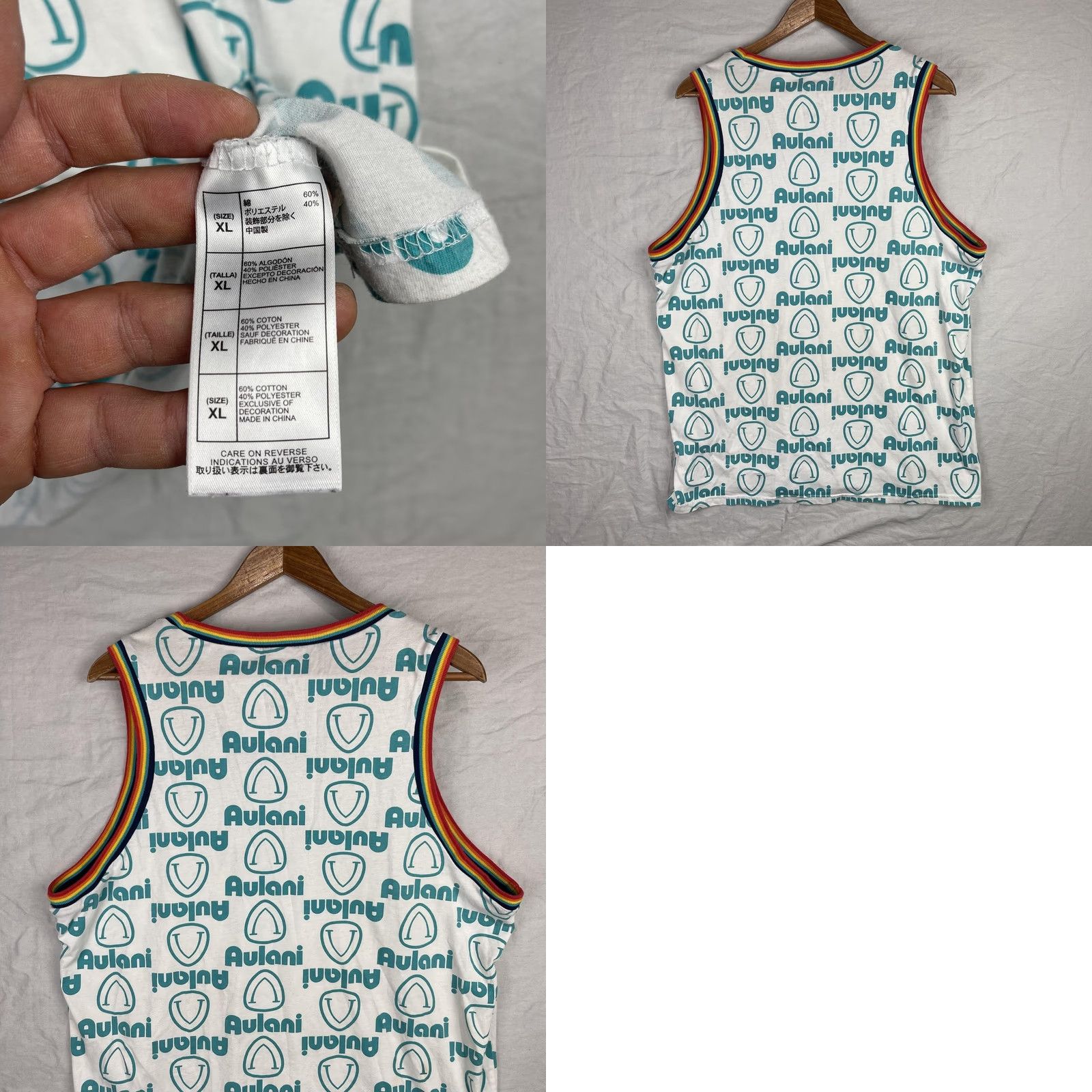 Disney VINTAGE Aulani Disney Shirt Mens XL White Tank Top Rainbow Trim Resort Size US XL / EU 56 / 4 - 8 Thumbnail