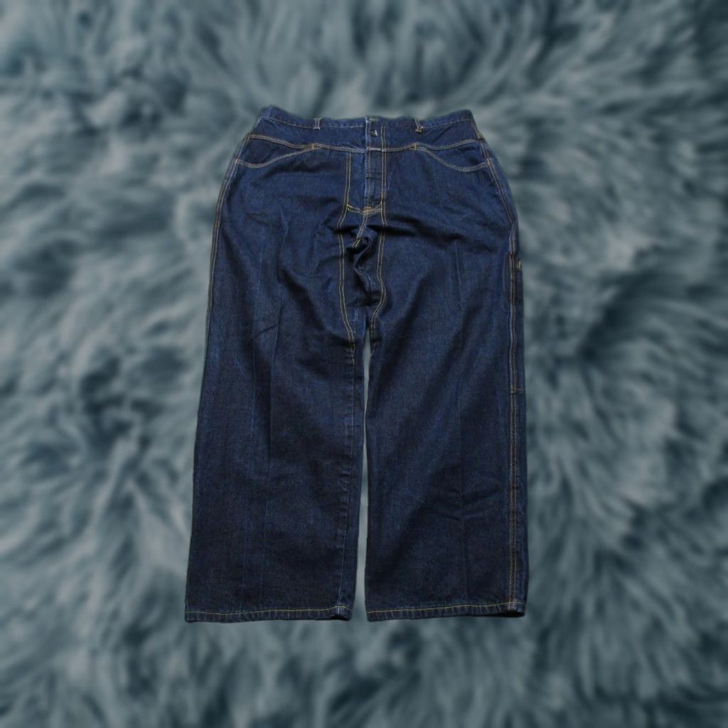 Marithe Francois Girbaud Jeans Mens 40 Blue Wide-Leg Authentic Fit Carpenter Baggy Y2K Denim Cotton Zip Pockets