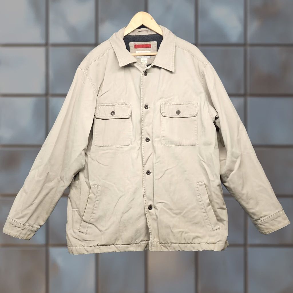 Old Navy Old Navy Painter's Jeans Jacket Mens L Khaki Fleece Lined Chore Work Shacket Size US 33 - 1 Thumbnail