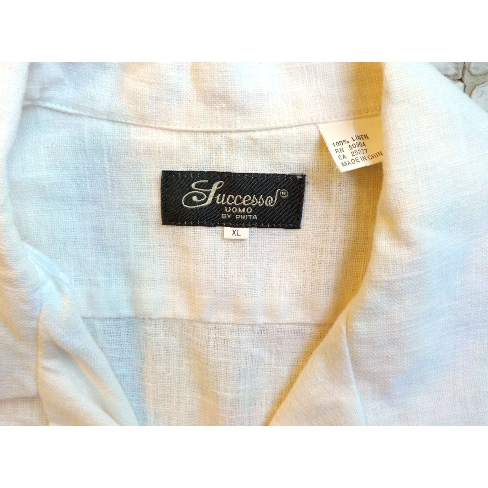 Vintage Successol Uomo SS Shirt Ivory 100% Linen Button-Front XL Shirt Men Short Sleeve Casual Button-Up, Ivory, XL, Linen, 100% Size US XL / EU 56 / 4 - 3 Thumbnail