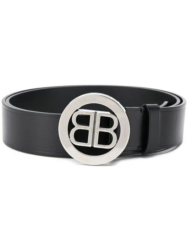 image of Balenciaga O1In1G1223 Bb Circle Logo Belt In Black, Men's