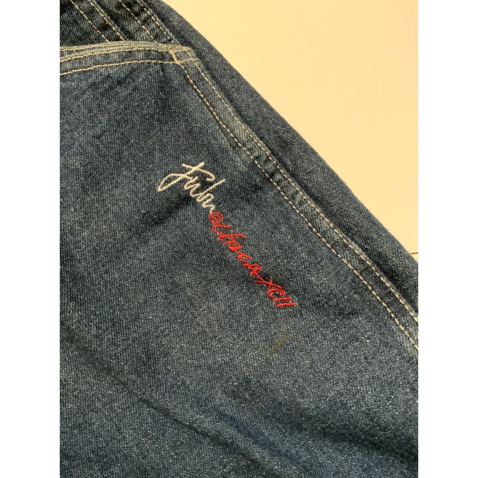 Fubu VINTAGE FUBU The Collection Utility Carpenter Baggy Denim Jeans 34 Mens 90s 2000s Y2K Blue Denim Loose Fit 33in Inseam Size US 34 / EU 50 - 7 Thumbnail