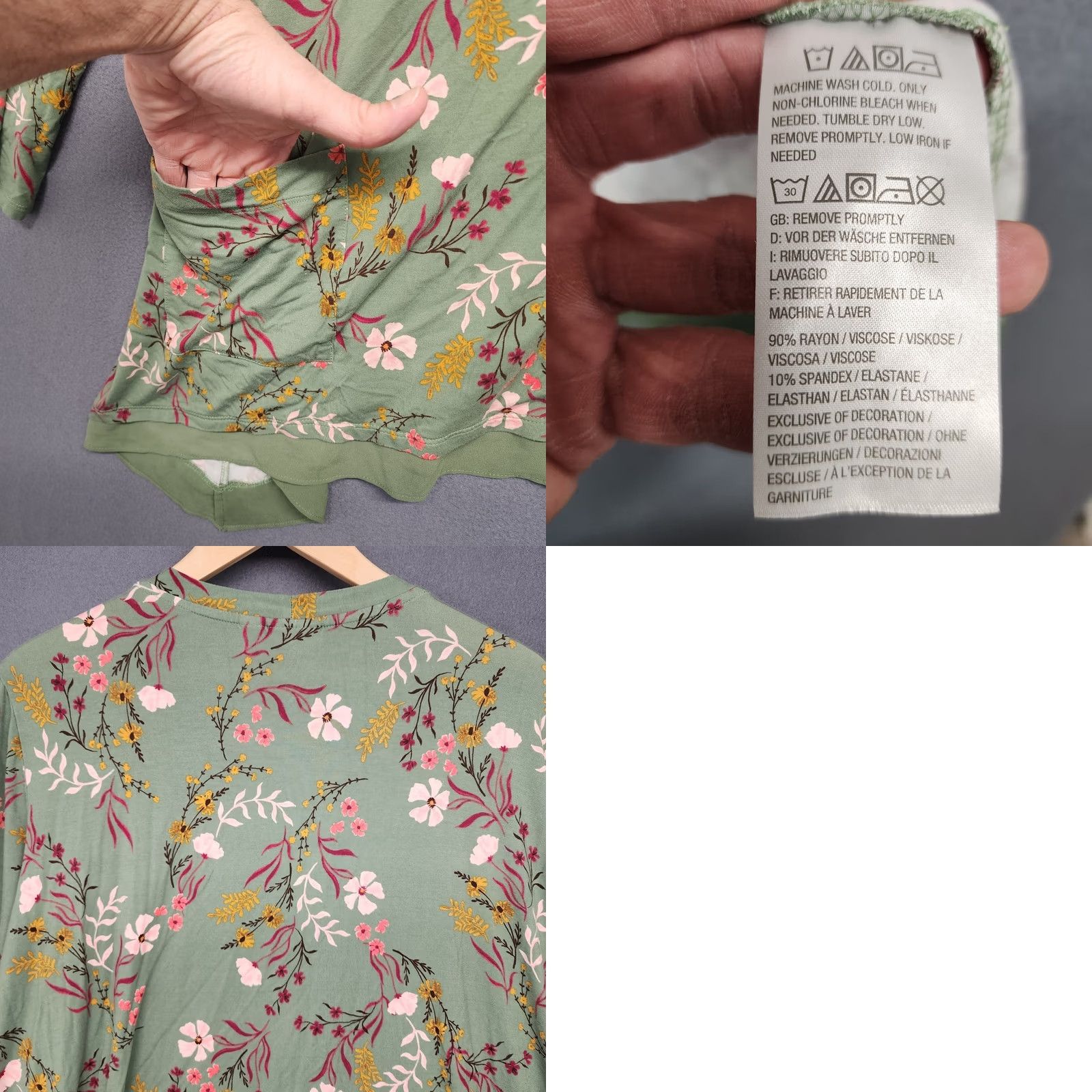 Logo 7 LOGO Lori Goldstein Top Womens 3X Green Floral Long Sleeve Button Up V Neck - Plus Size Womens Shirt Long Sleeve Floral V-Neck Button-Up 3X Green LOGO Size XXL / US 16-18 / IT 52-54 - 8 Thumbnail