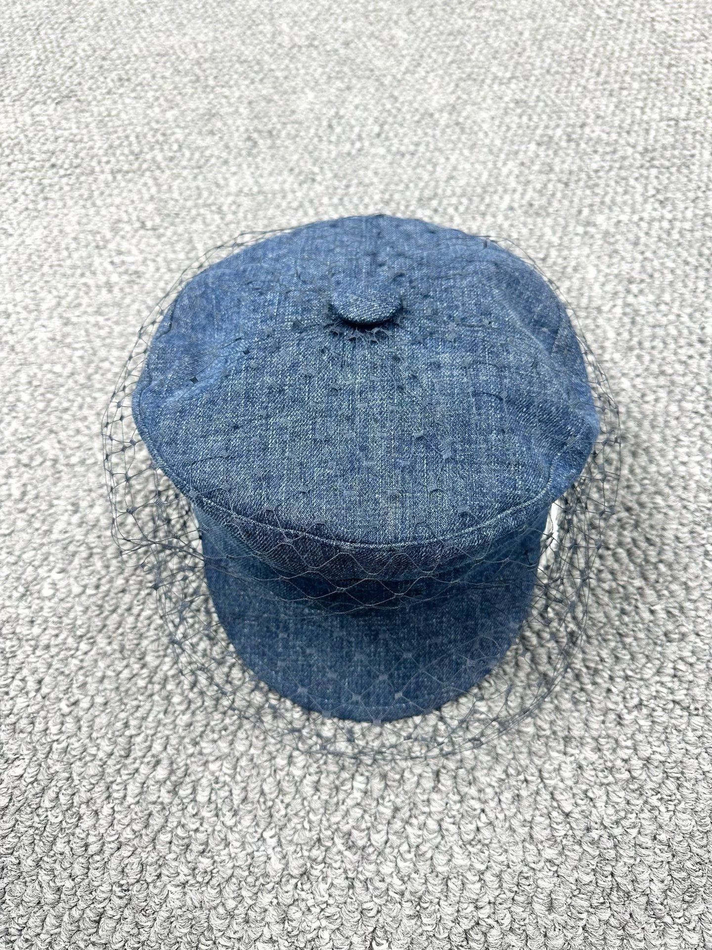 Dior Dior Blue Denim Mesh Overlay Beret Size ONE SIZE - 1 Thumbnail