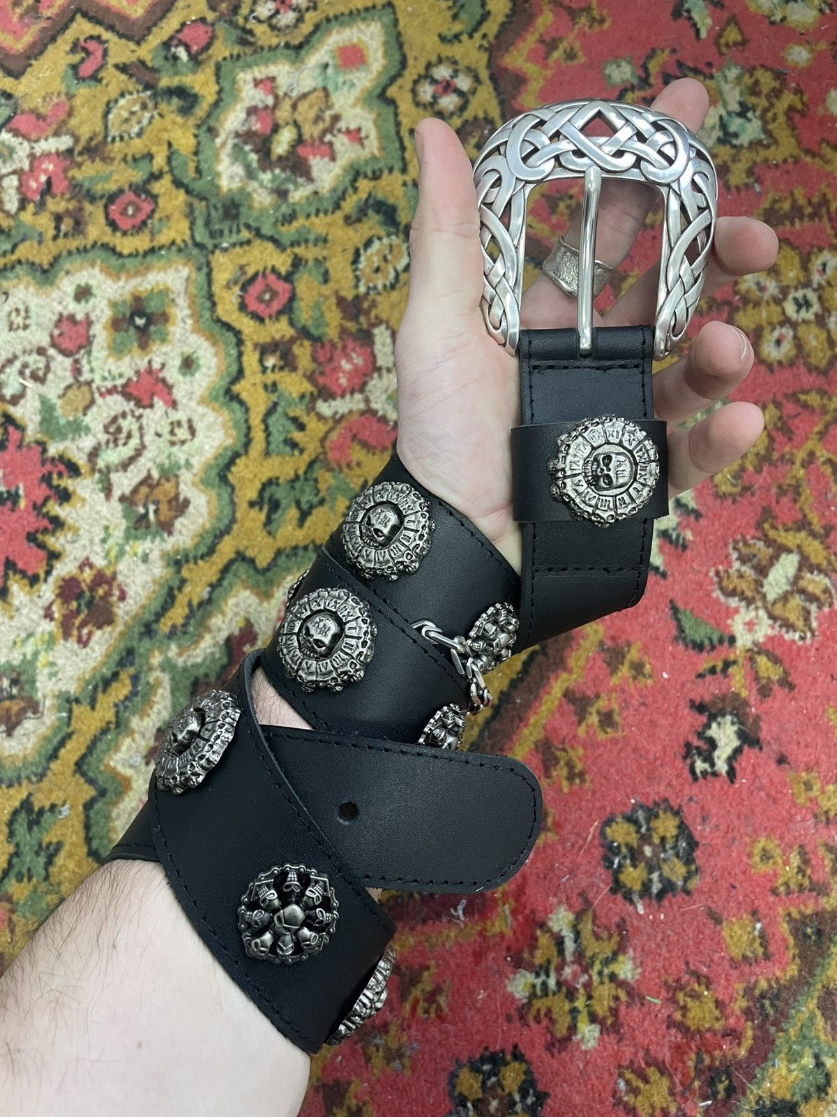 Japanese Brand Vintage Belts Y2K Rhinestones Punk leather belt Japanese Size ONE SIZE - 4 Thumbnail