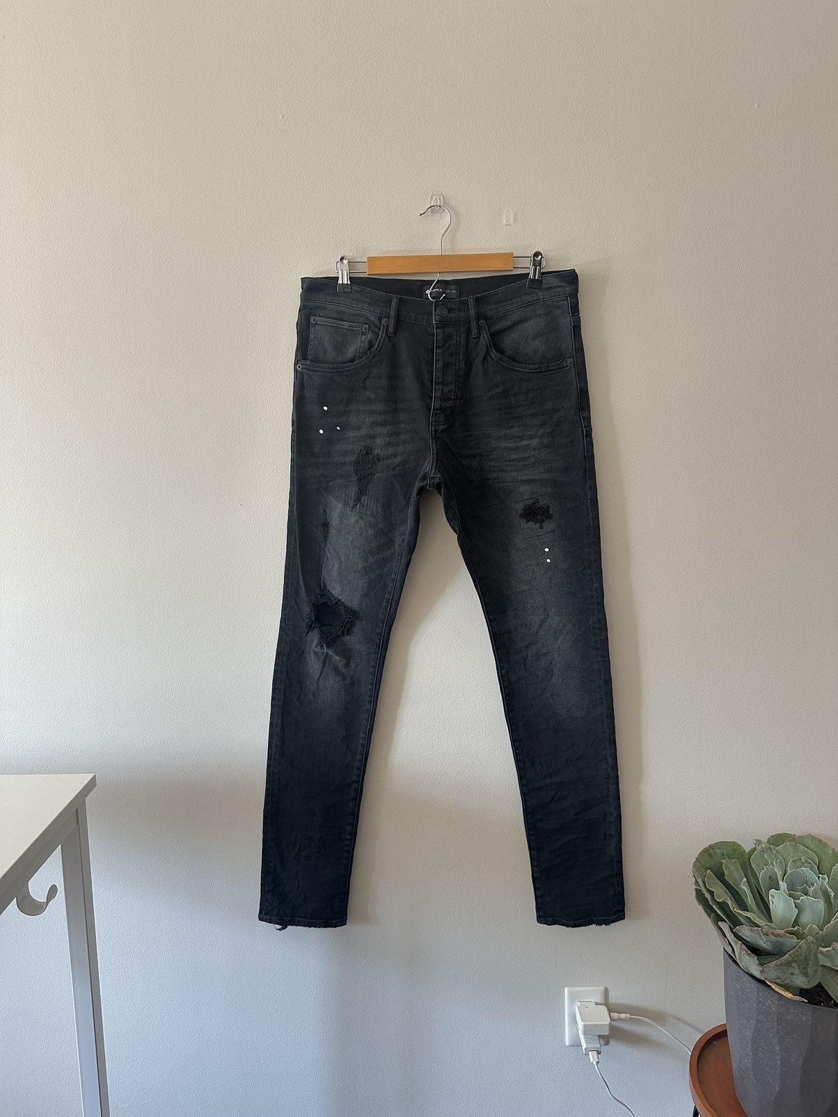 Purple Brand NEW NO TAG Purple Brand Drop Fit Mid Rise Skinny Jeans Size US 33 - 1 Thumbnail