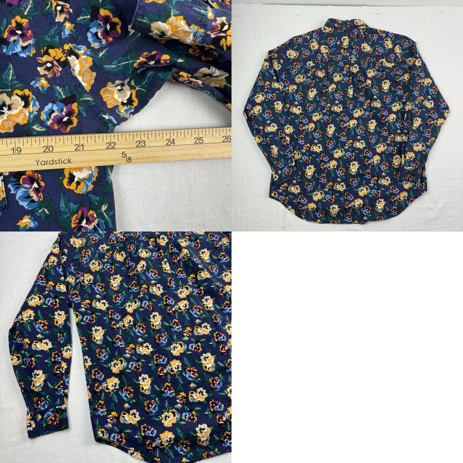 Vintage VINTAGE Honors Floral Button-Up Shirt Womens Large Blue Flowers 90s Y2K Ladies Long Sleeve Collared Shirt Size L / US 10 / IT 46 - 8 Thumbnail