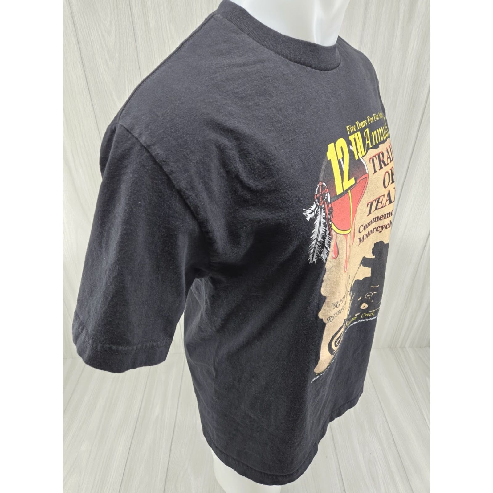 Vintage Trail of Tears 2005 12th Annual Commemorative Motorcycle Ride Black T Shirt Sz L Mens Shirt Size US L / EU 52-54 / 3 - 7 Thumbnail