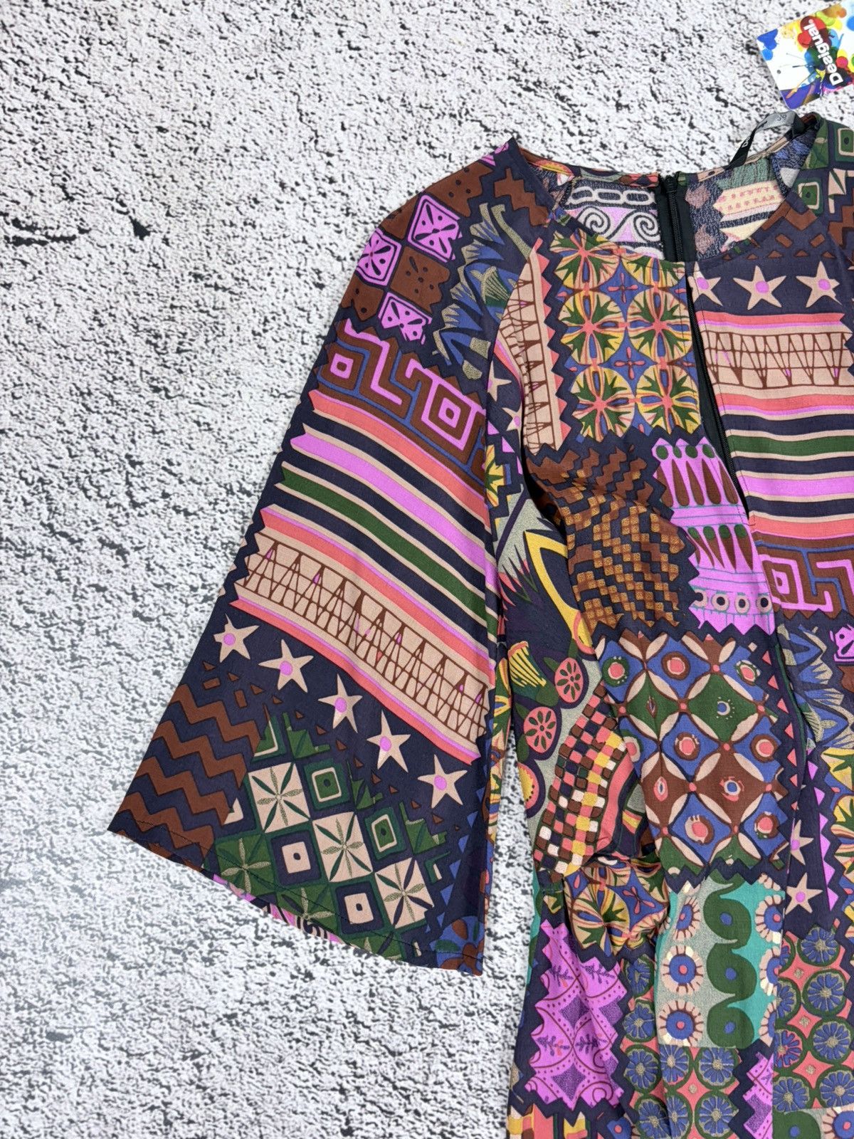 Jean Paul Gaultier NWT Desigual Boho Patchwork Style Bell Sleeve Mini Dress Size S / US 4 / IT 40 - 3 Thumbnail