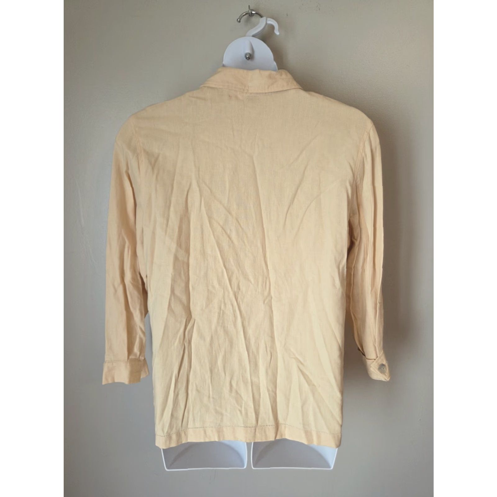 Talbots VINTAGE Talbots Beige Linen Blend Button-Up Shirt Top Petites Sz L 90s Womens Shirt Size L / US 10 / IT 46 - 6 Thumbnail