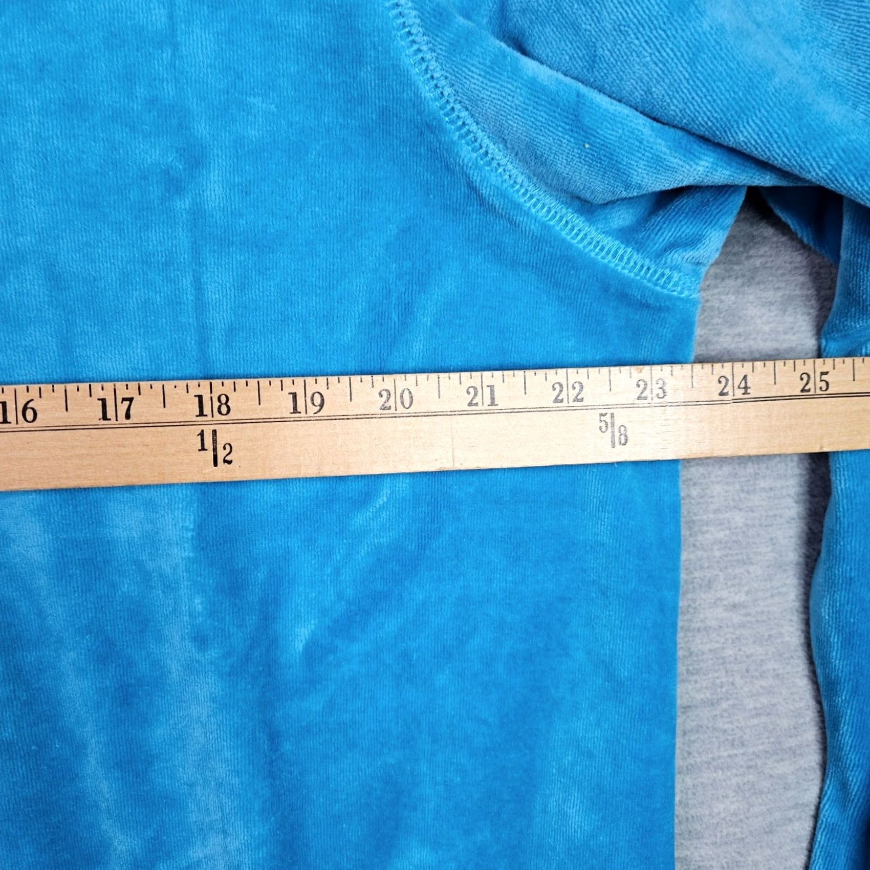 Vintage Appleseed's Women XL Bright Turquoise Velour Long Sleeve Sweatshirt Size XL / US 12-14 / IT 48-50 - 2 Thumbnail