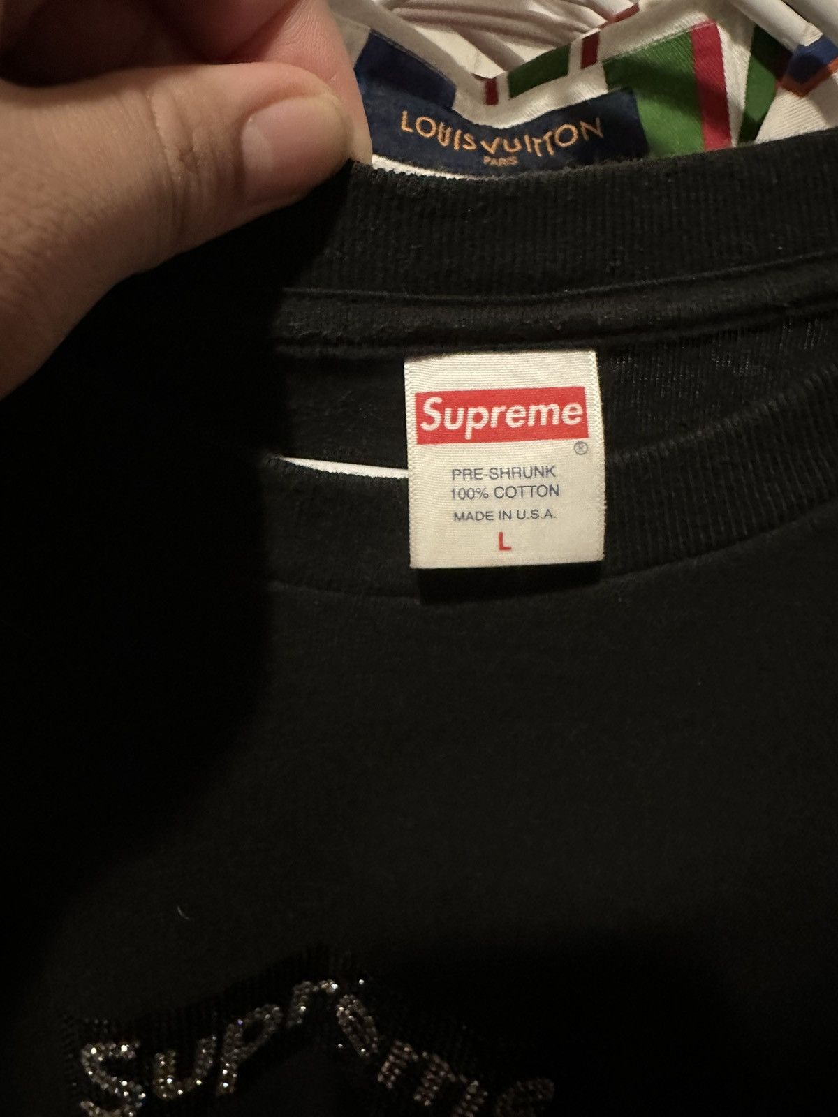 Supreme × Swarovski Supreme Swarovski Box Logo BOGO Tee Black Large Size US L / EU 52-54 / 3 - 5 Thumbnail
