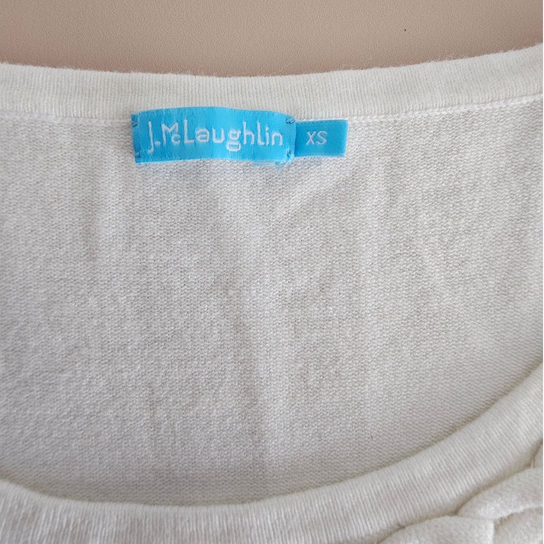J.McLaughlin J. Mclaughlin Off-White Print Cotton 3/4 Sleeves Sweater XS Size XS / US 0-2 / IT 36-38 - 7 Thumbnail