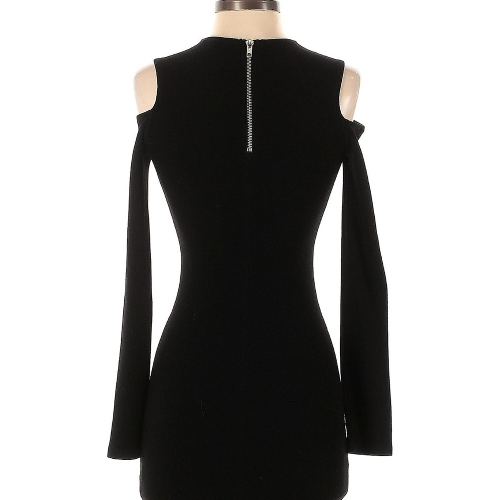 & Other Stories Olivaceous Black Long Sleeve Cold Shoulder Dress Size S / US 4 / IT 40 - 2 Thumbnail