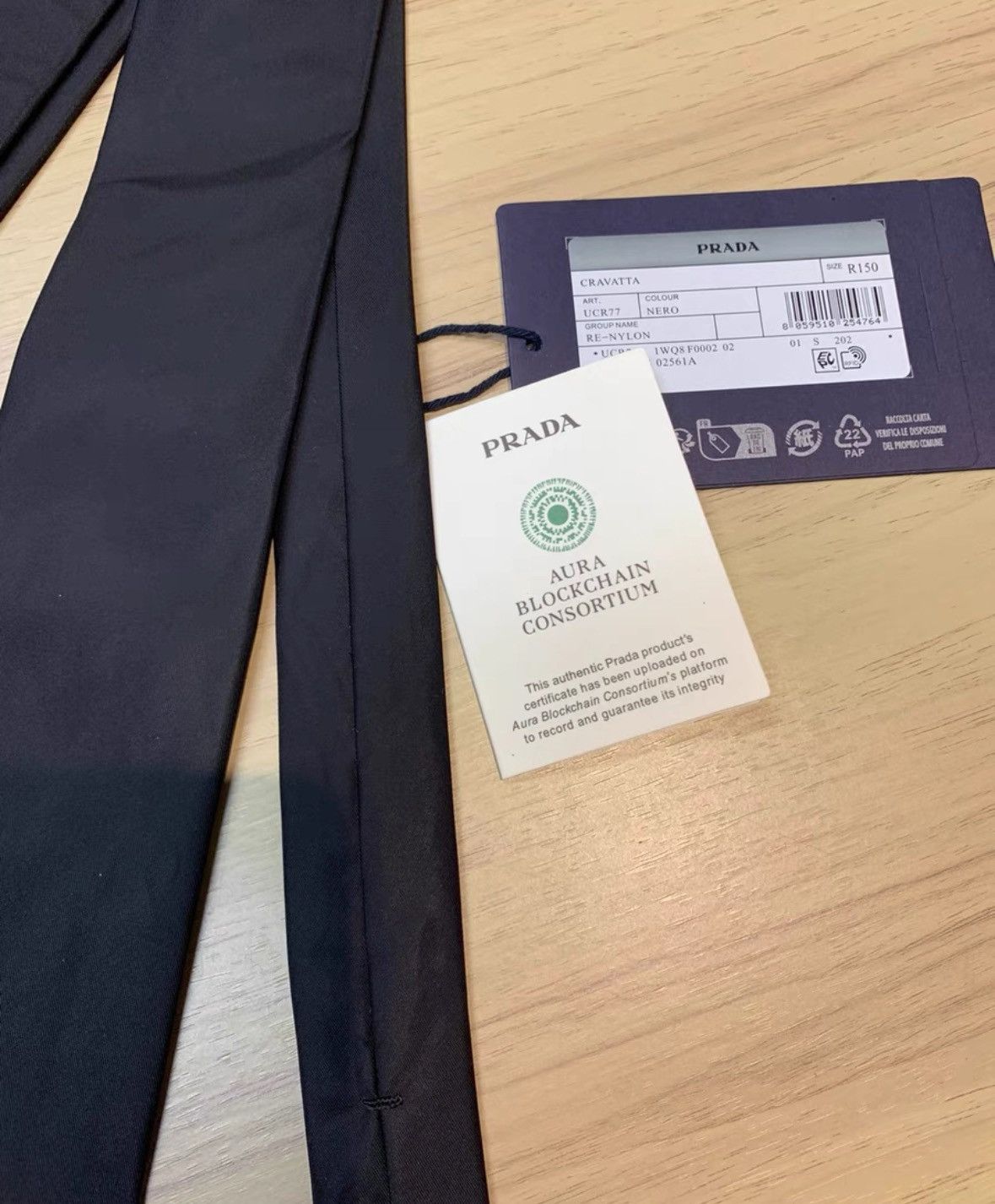 Prada Prada Black Linen Tie with Tag-2506 Size ONE SIZE - 7 Thumbnail