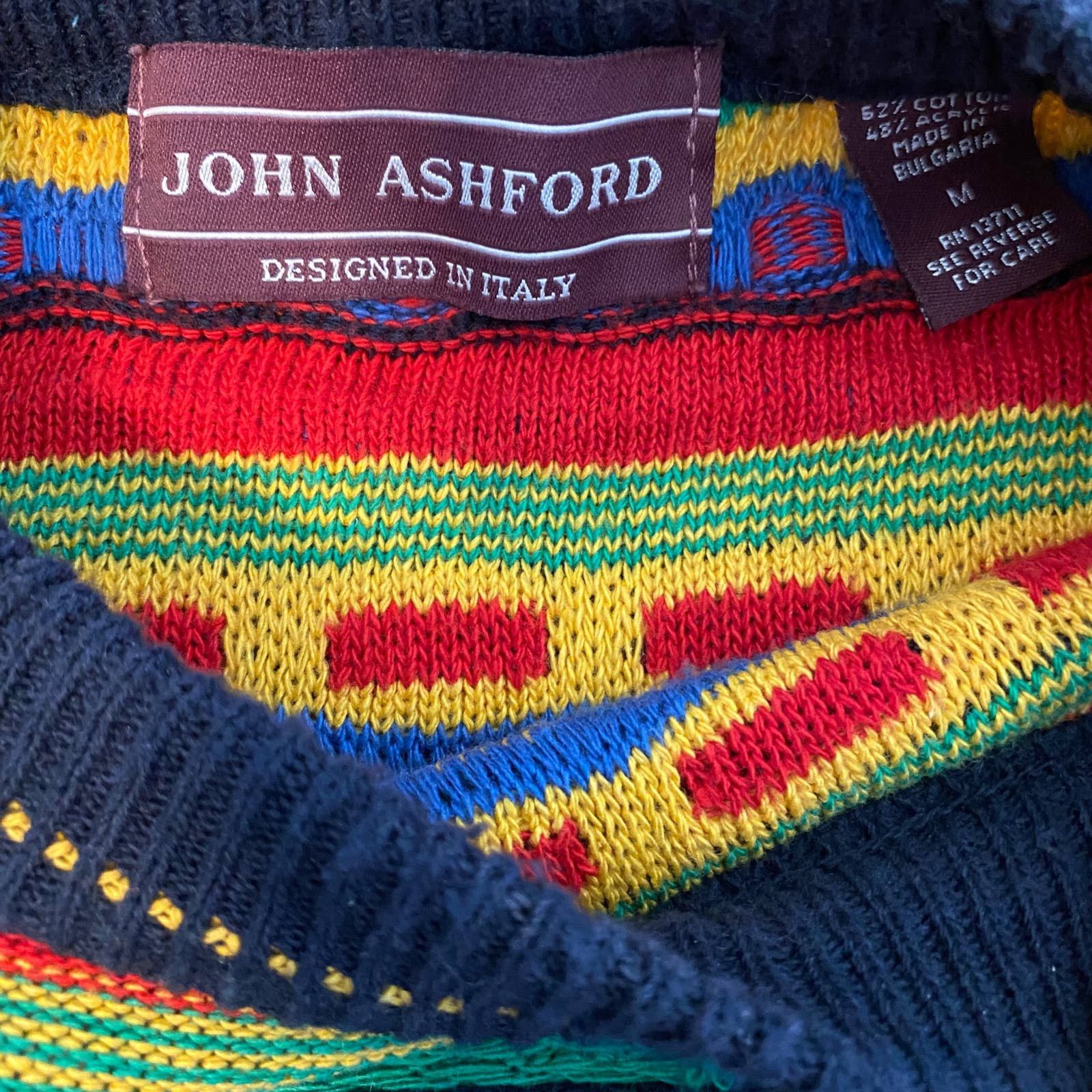 John Ashford Vintage John Ashford Md Colorful 3D Knit Coogi Style Sweater |  Grailed