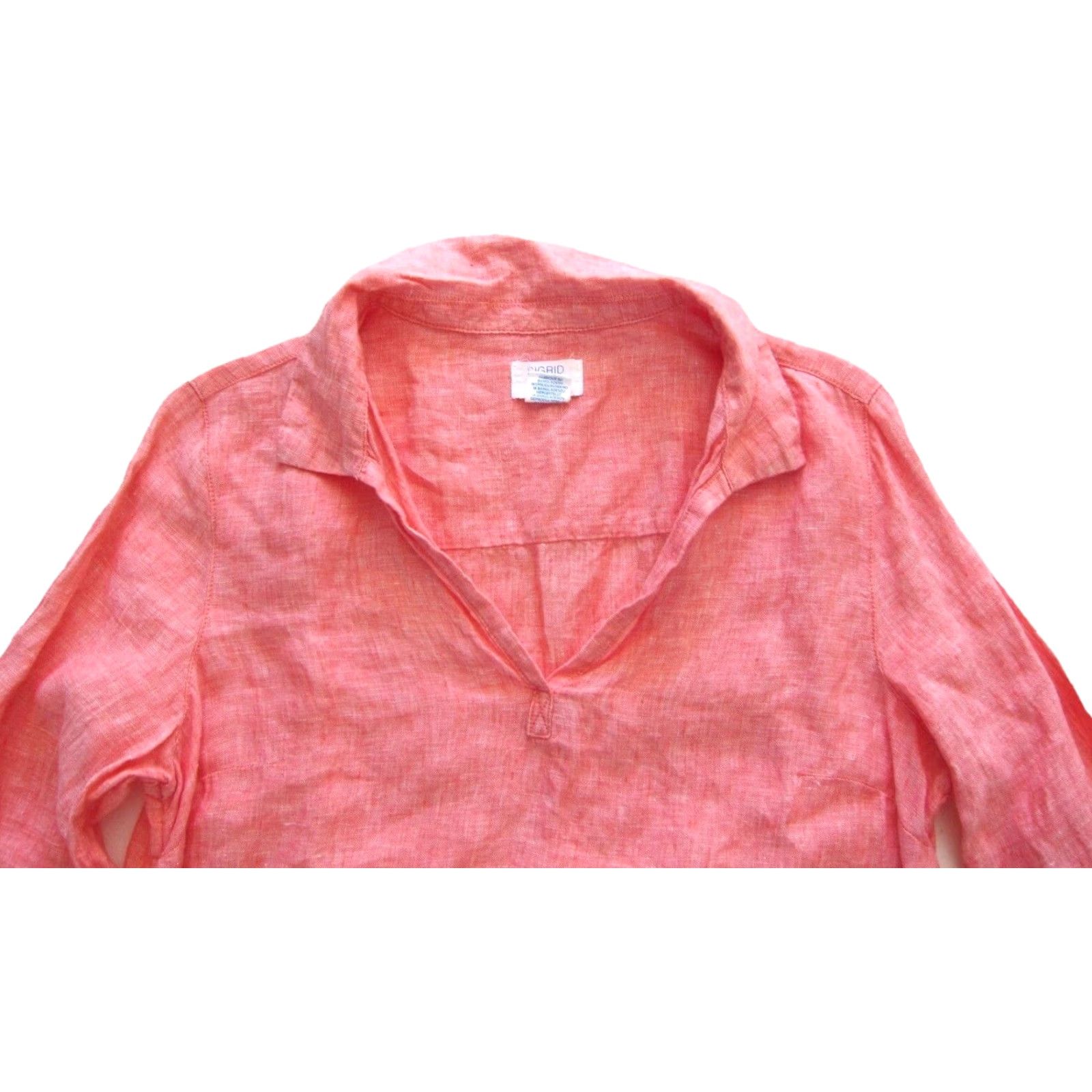 Pinko Sigrid Olsen 100% Linen Pink Collared 3/4 Sleeve Tunic Peasant Blouse Small Size S / US 4 / IT 40 - 3 Thumbnail