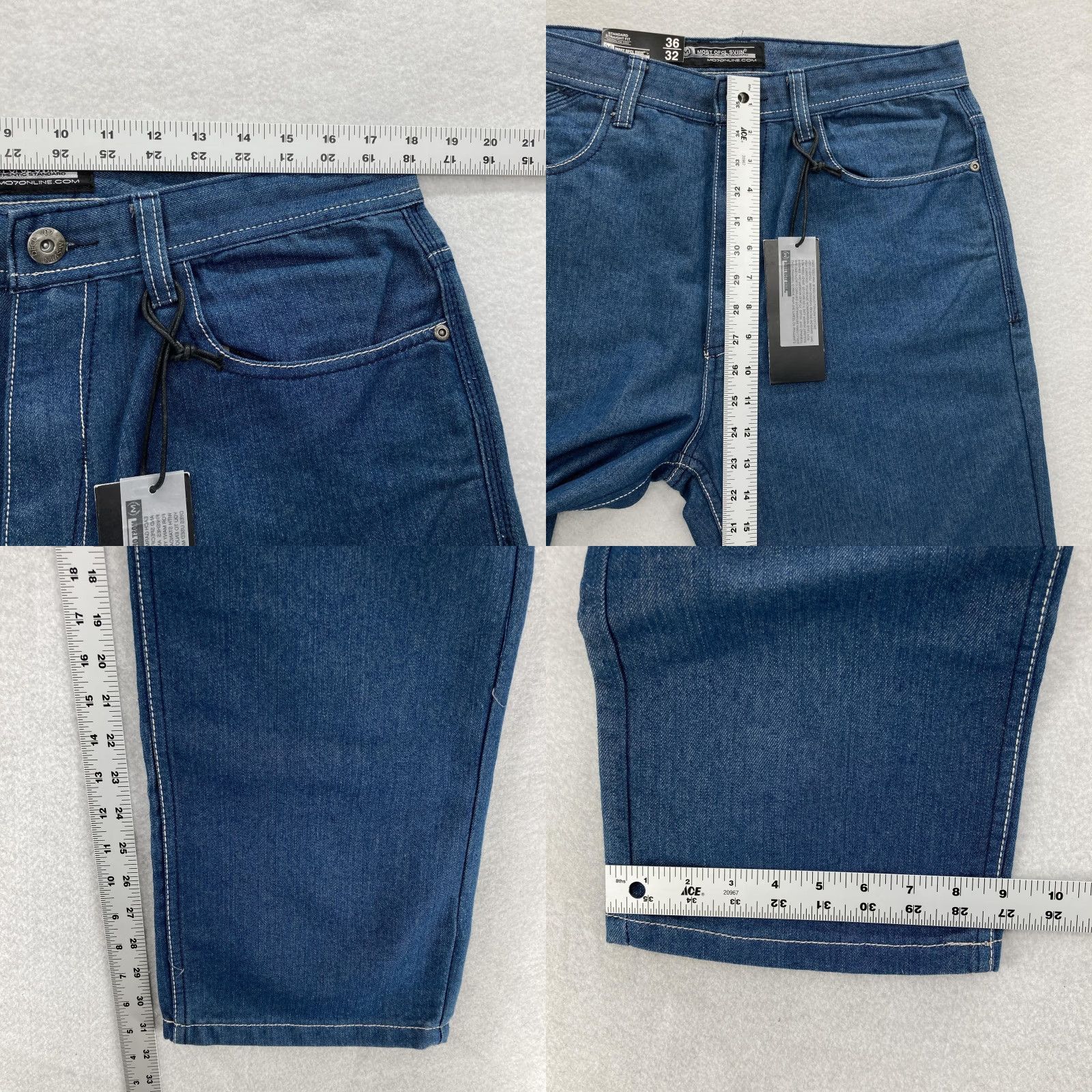 Denime Most Ofcl Sviin Jeans Mens 36x32 Blue Standard Straight Fit Denim 5 Pocket MO7 Size US 36 / EU 52 - 8 Thumbnail
