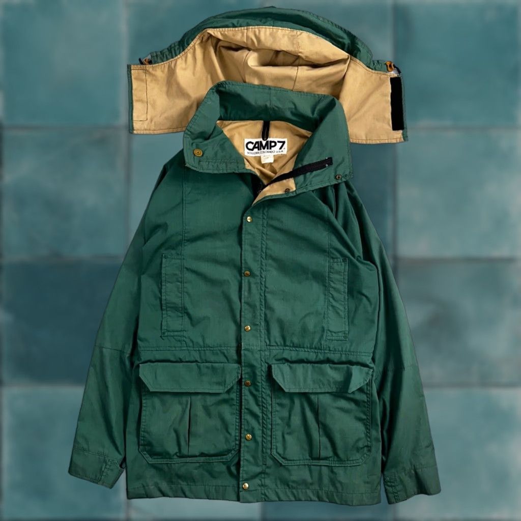 Vintage VINTAGE Camp7 Jacket Men XL Green Full Zip Hooded Windbreaker Size US XL / EU 56 / 4 - 1 Thumbnail
