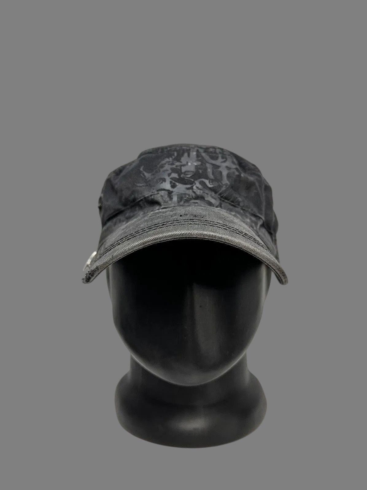 If Six Was Nine Retro Black Gothic Cap Military Design Vintage Y2K Size ONE SIZE - 4 Thumbnail