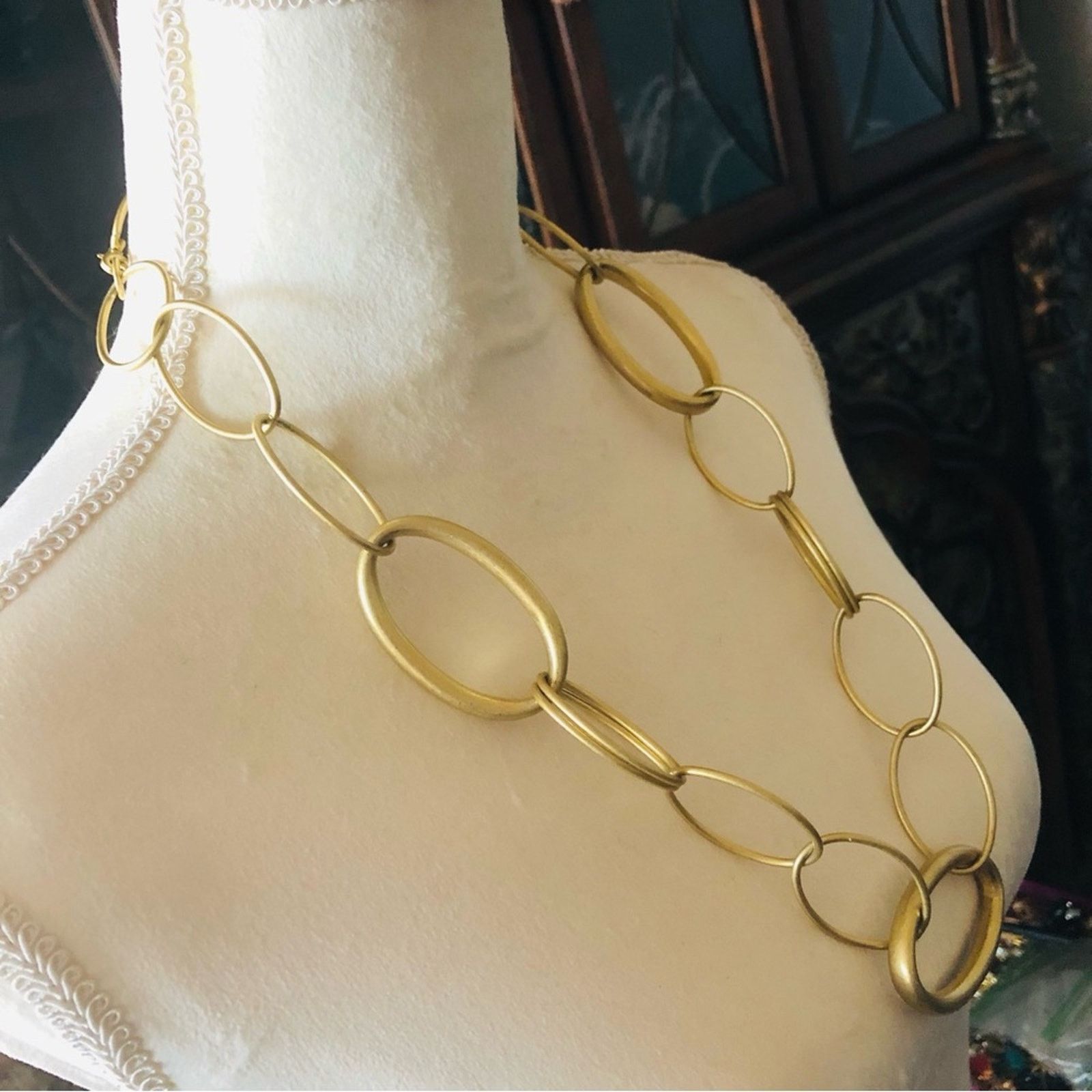 Jewelry Matte gold tone open ring necklace Size ONE SIZE - 3 Thumbnail
