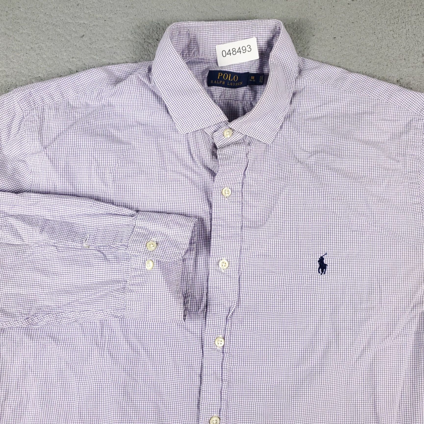 Ralph Lauren Ralph Lauren Dress Shirt Mens 18 Purple Check Long Sleeve Button-Up Regular Fit Size 48R - 2 Thumbnail