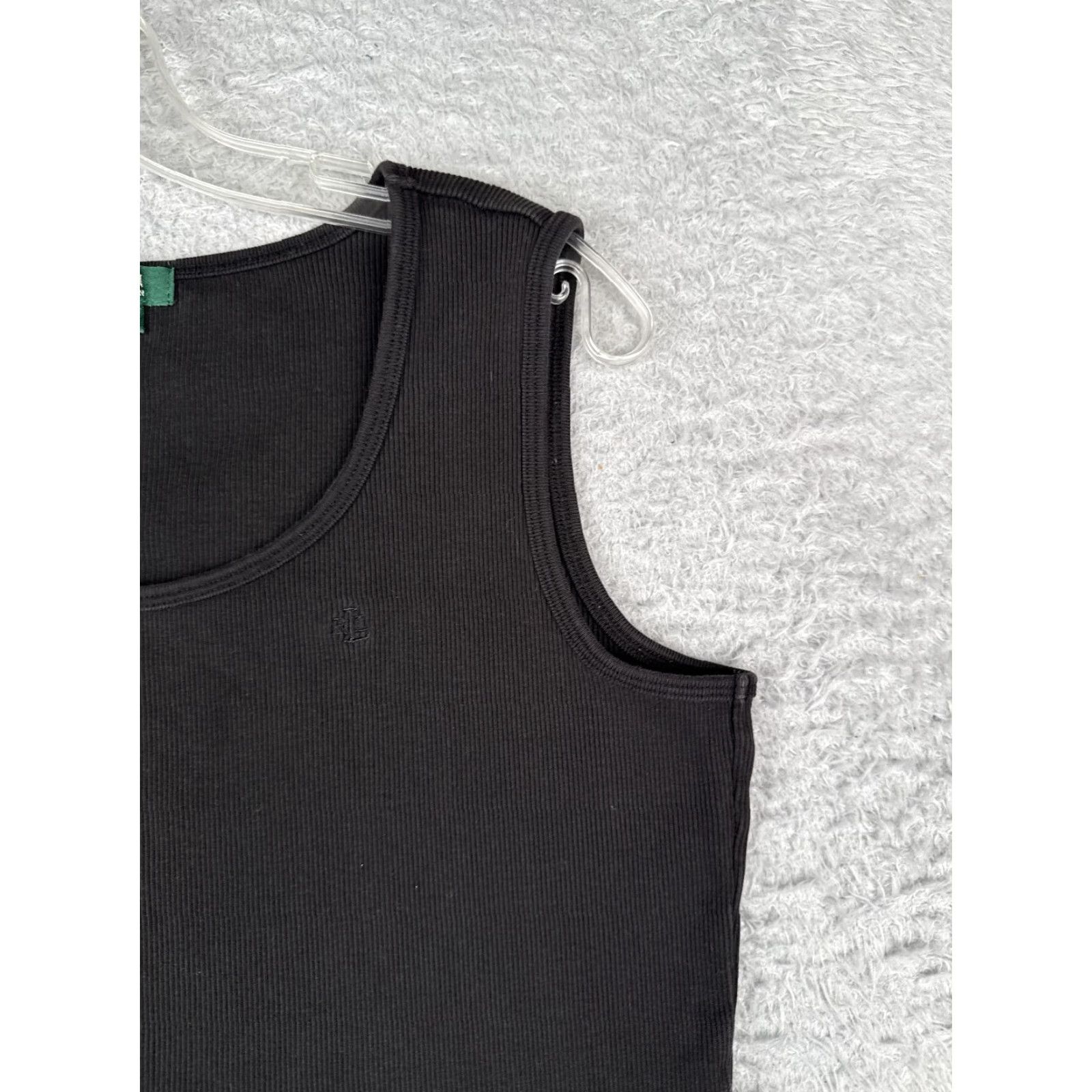 Ralph Lauren Lauren Ralph Lauren Black Tank Shirt Women 1X Floral Scoop Neck Cotton Size XL / US 12-14 / IT 48-50 - 2 Thumbnail