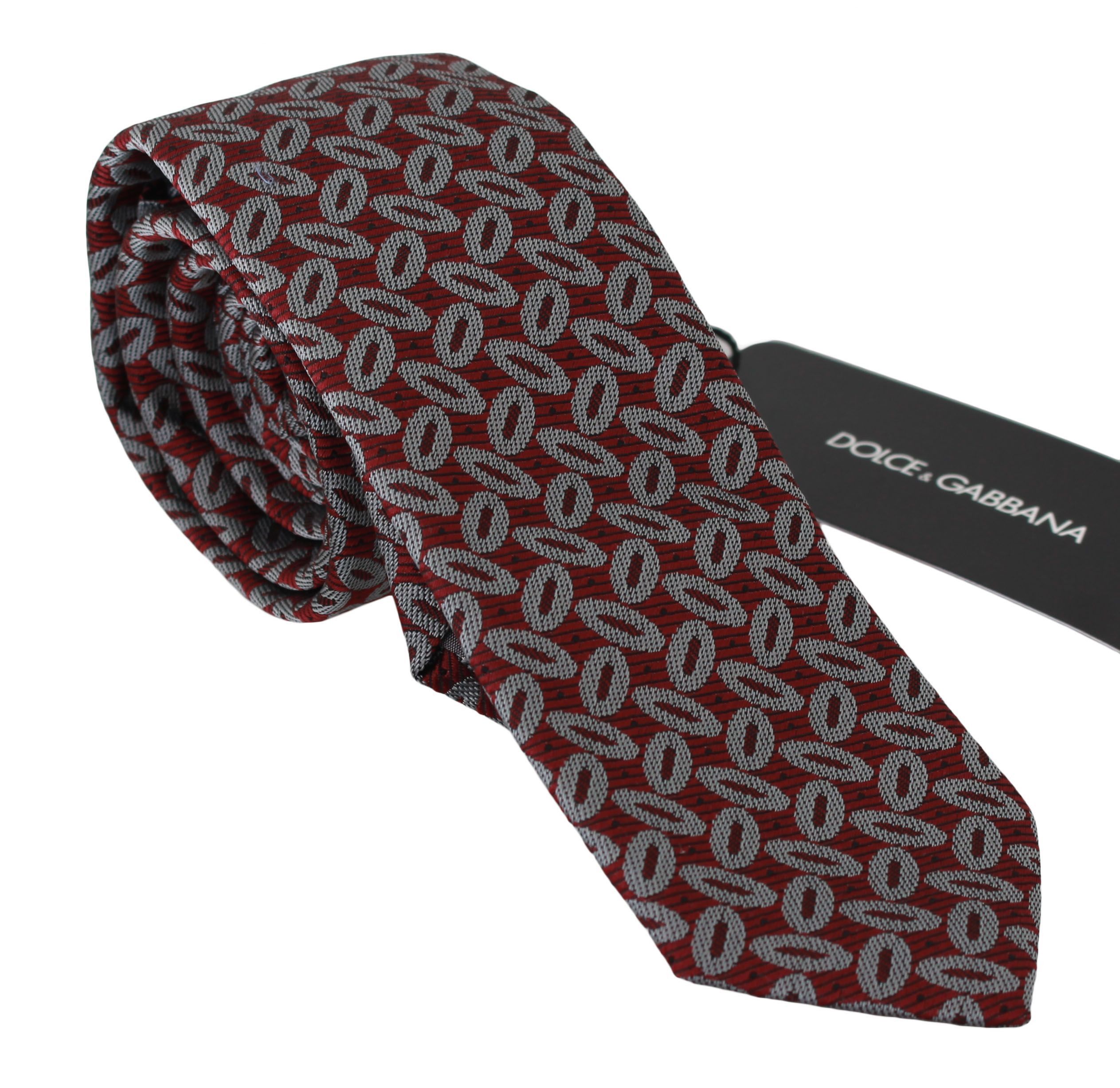 Dolce & Gabbana Elegant Red Printed Silk Neck Men's Tie Size ONE SIZE - 1 Thumbnail