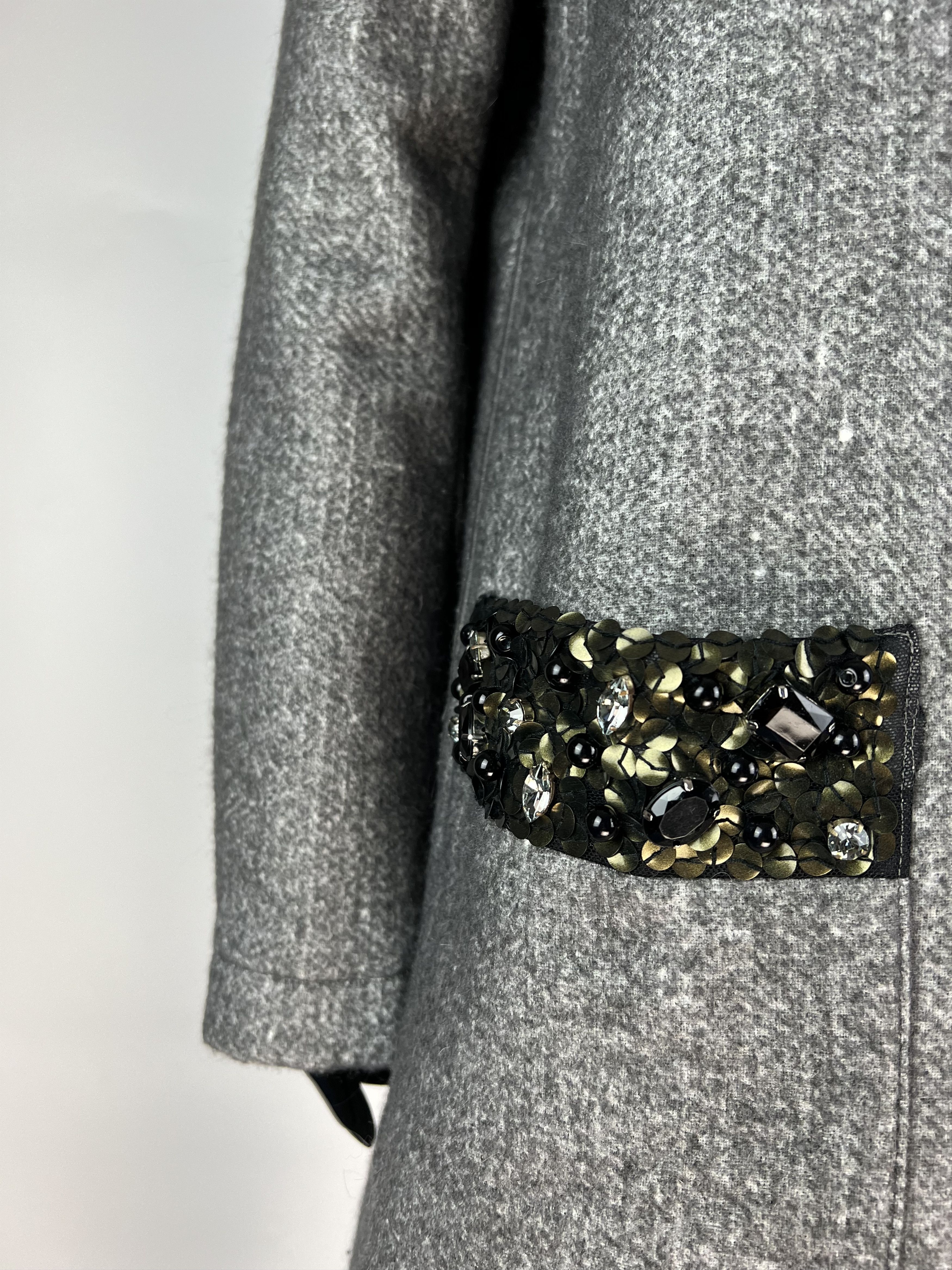 Designer Laurel Linen Virgin Wool Coat Sequins Rhinestone US6 GB10 Size M / US 6-8 / IT 42-44 - 5 Thumbnail