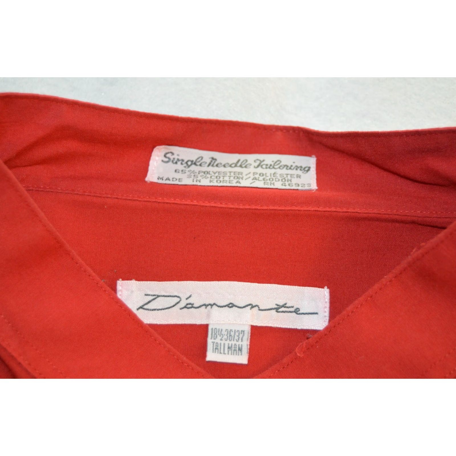 Vintage Damonte Shirt Men Red Long Sleeve Button Up 18.5 Big & Tall Adult Regular Size US XXL / EU 58 / 5 - 3 Thumbnail
