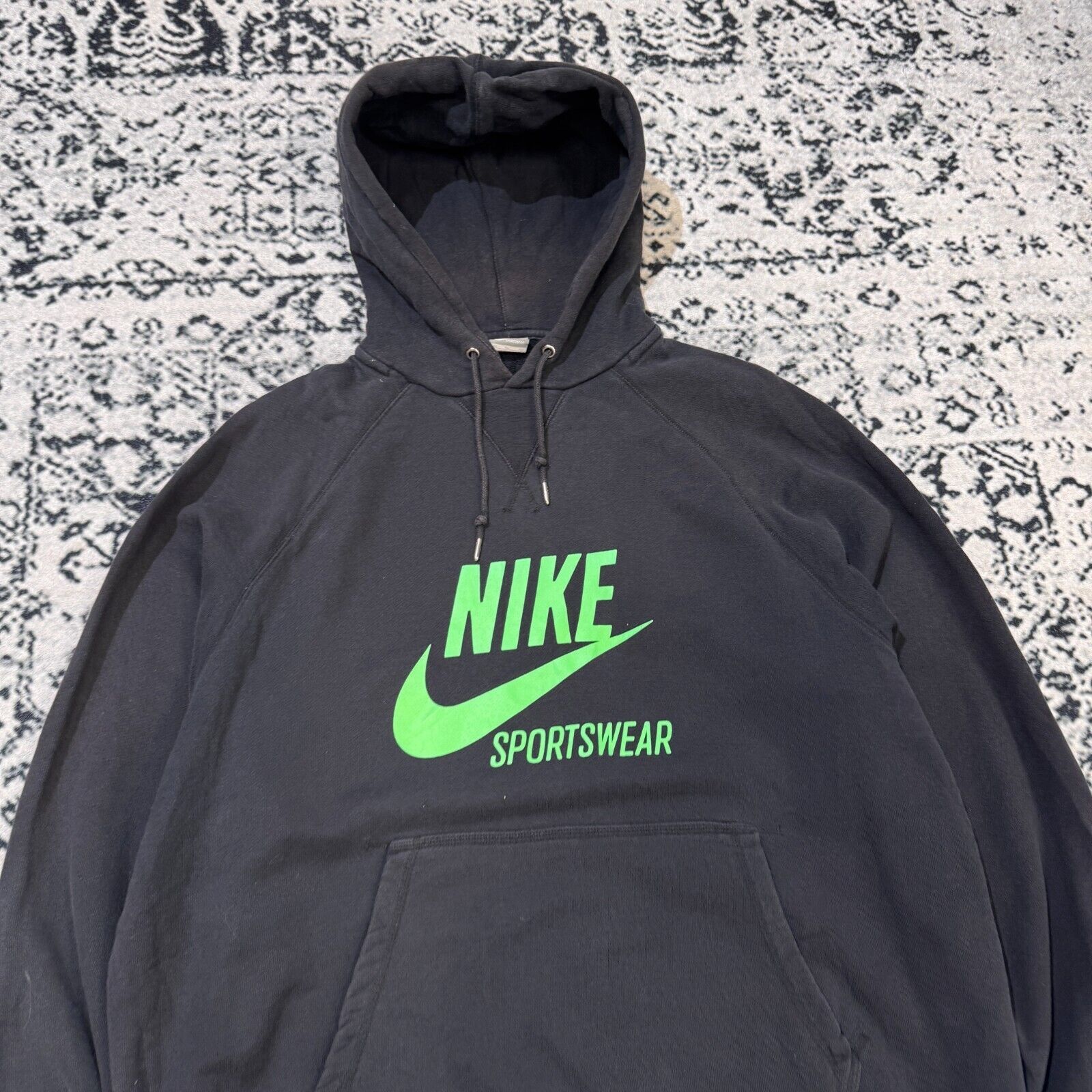 Nike × Vintage Nike Black Cotton Hoodie Size XL Y2k 90s Center Swoosh Size US XL / EU 56 / 4 - 4 Thumbnail