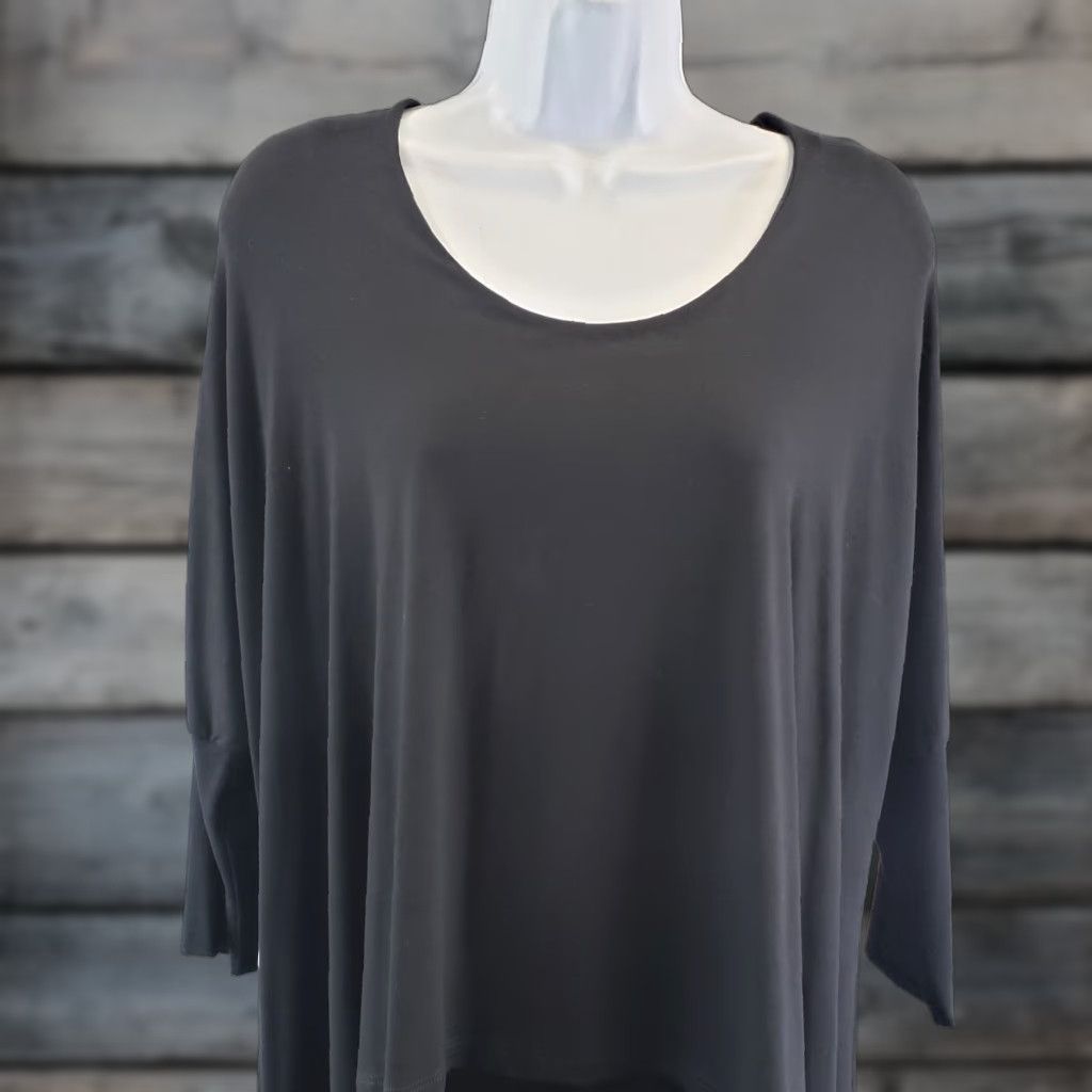 Vintage Testimony Los Angeles Womens Tunic Top Sz Small Black 3/4 Sleeve Rayon Blouse Size S / US 4 / IT 40 - 1 Thumbnail