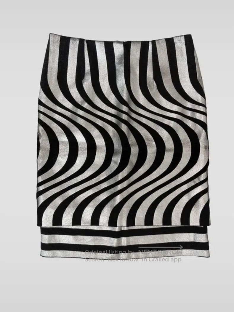 Dries Van Noten Dries Van Noten Runway-Style Similar Silver Wave Pattern D Size 39" - 2 Thumbnail
